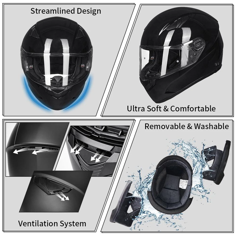 ILM Motorcycle Snowmobile Full Face Helmet Model 129 - Image 8