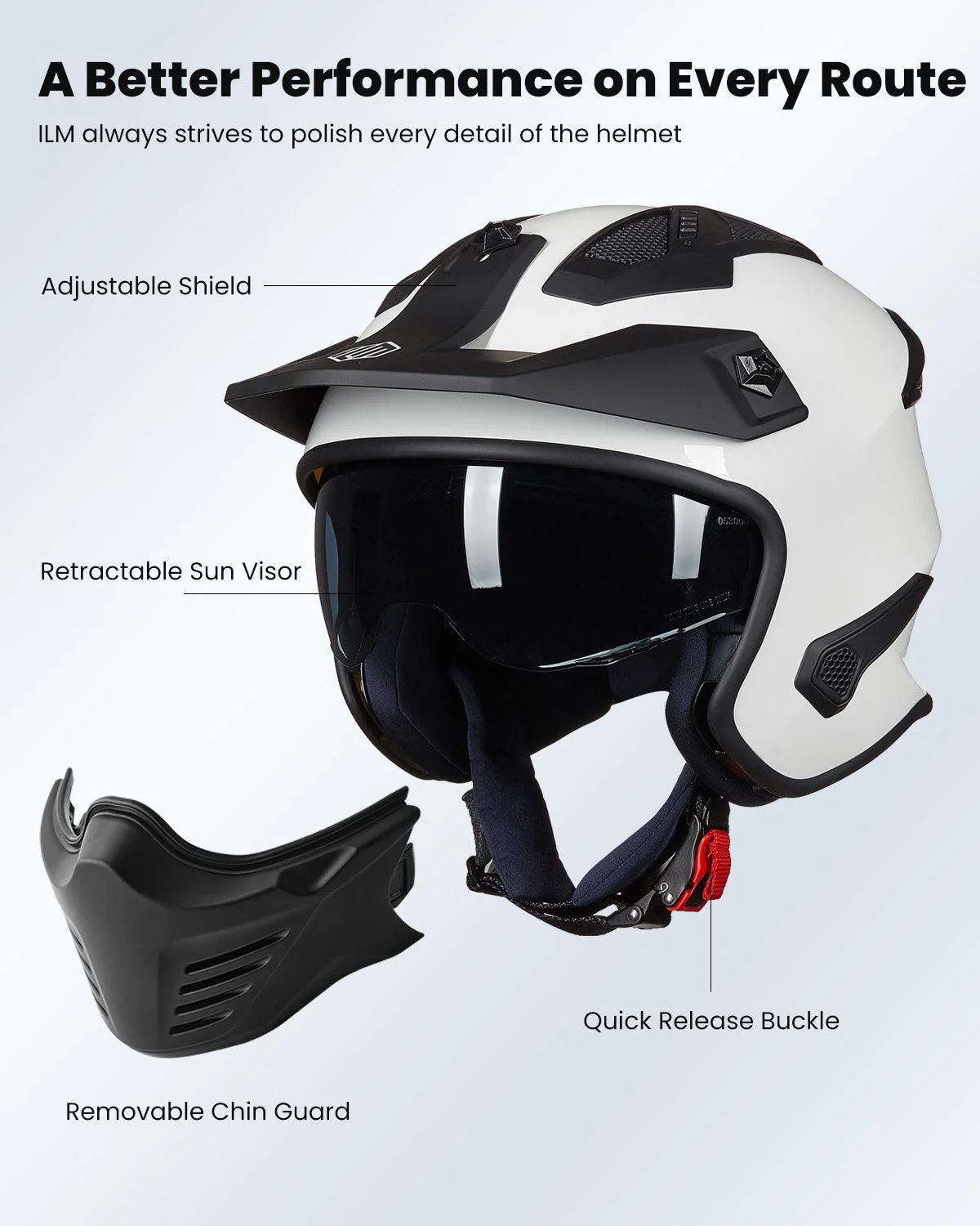 ILM Open Face Motorcycle 3/4 Half Helmet Model 726X - Image 5