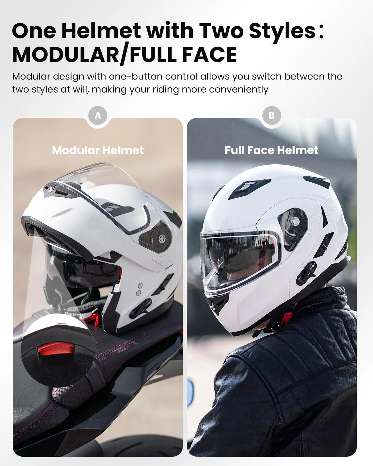 ILM Bluetooth Integrated Modular Flip up Full Face Motorcycle Helmet Model 953 - Image 5