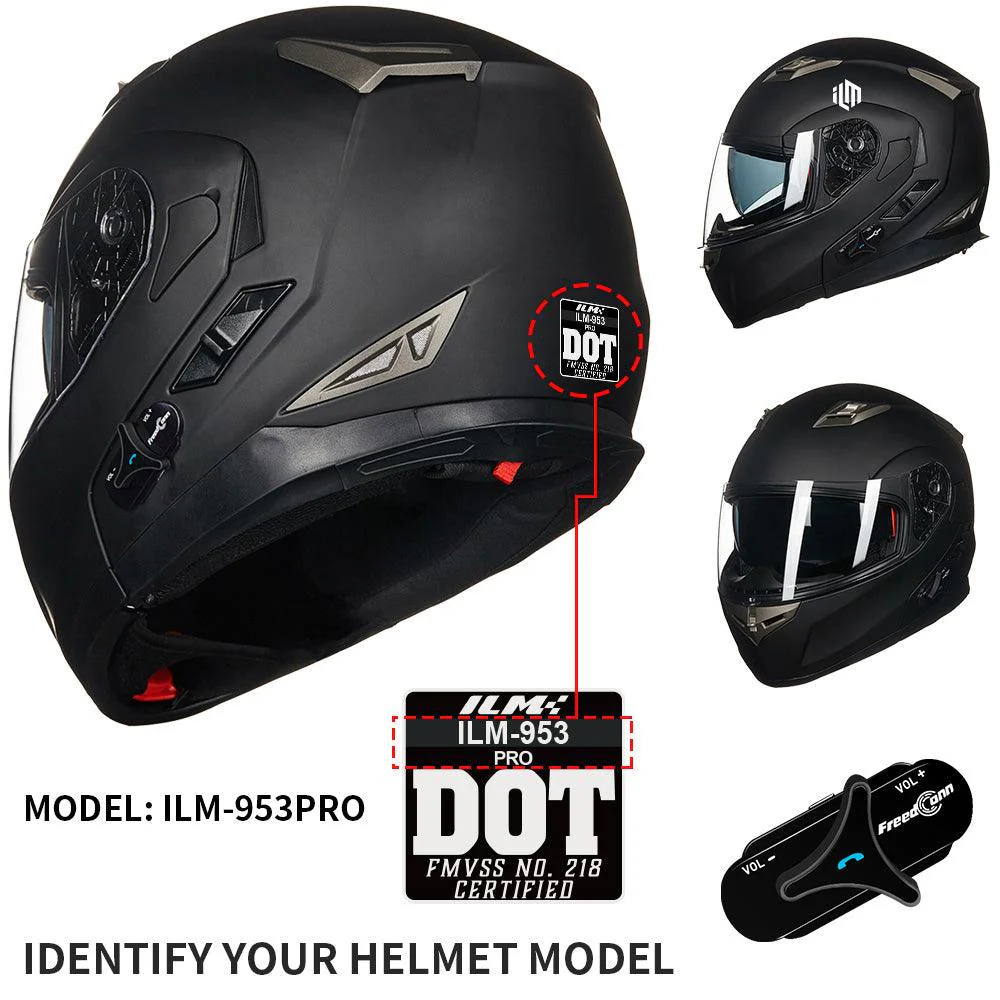 ILM Bluetooth Integrated Modular Flip up Full Face Motorcycle Helmet Model 953PRO - Image 9