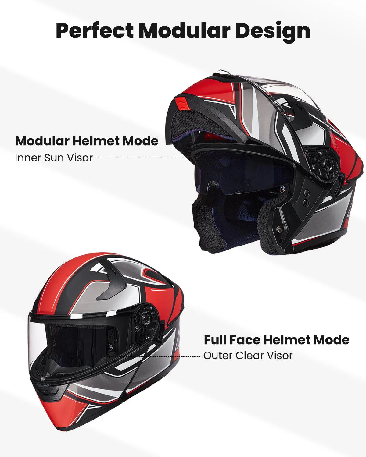 ILM Adult Motorcycle Modular Full Face Helmet Model WS206 - Image 7