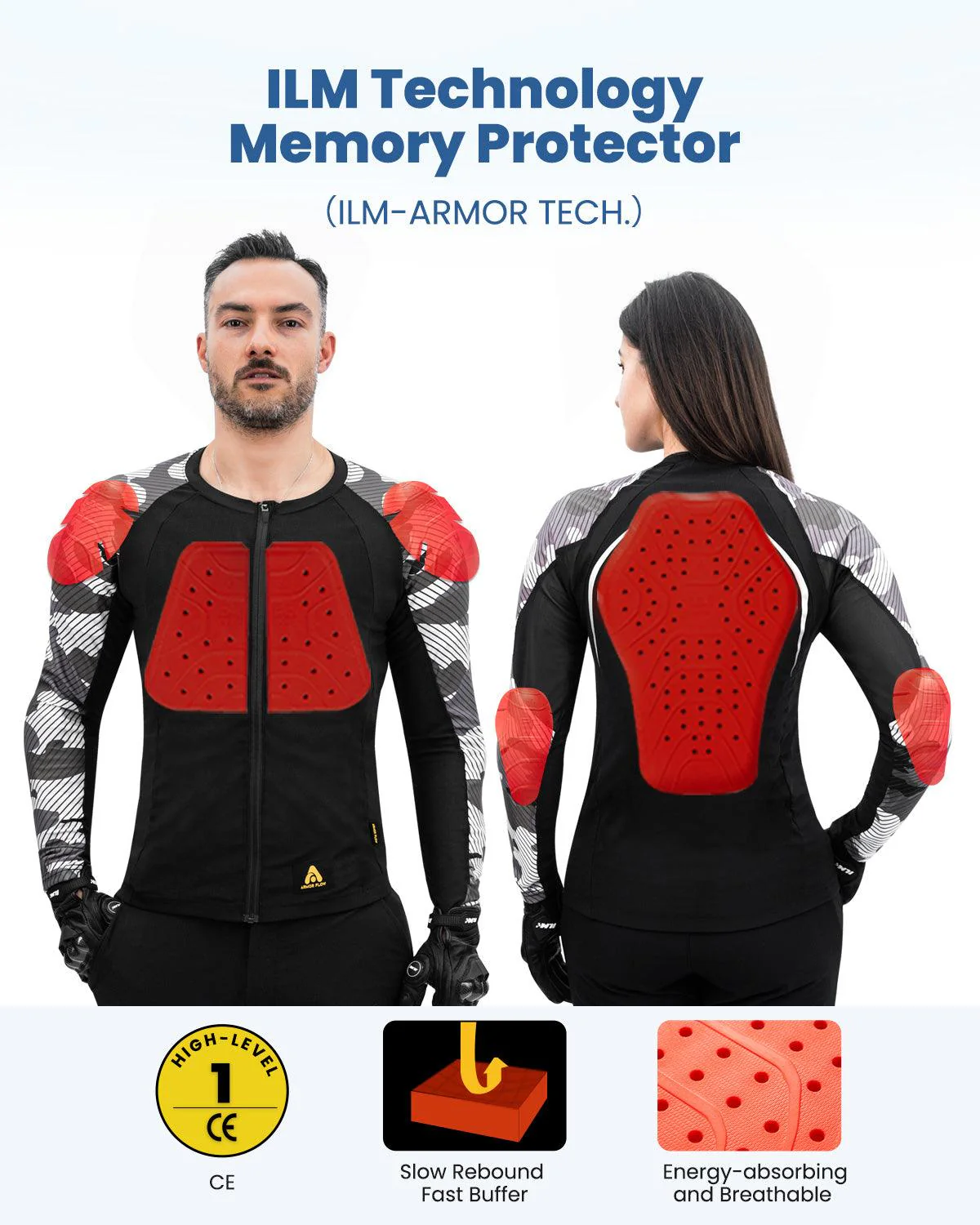 ILM Motorcycle Armor Flow Shirt for Men Women Mesh Riding Jacket Body Chest CE Protective Padded Model AF01 - Image 6