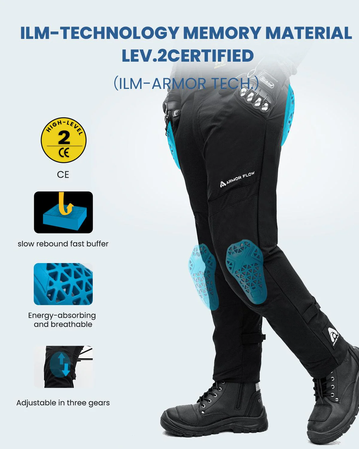 ILM Motorcycle Riding Pants Armor Flow with Pads Summer Lightweight Mesh Pants Model AFP01 - Image 4