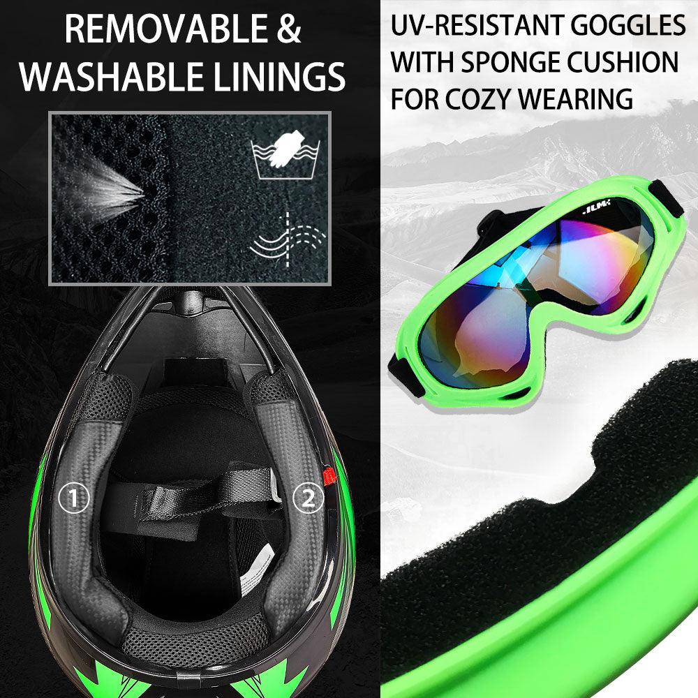 ILM Youth Kids ATV Motocross Helmet Goggles Sports Gloves Dirt Bike Motorcycle B07 - Image 16