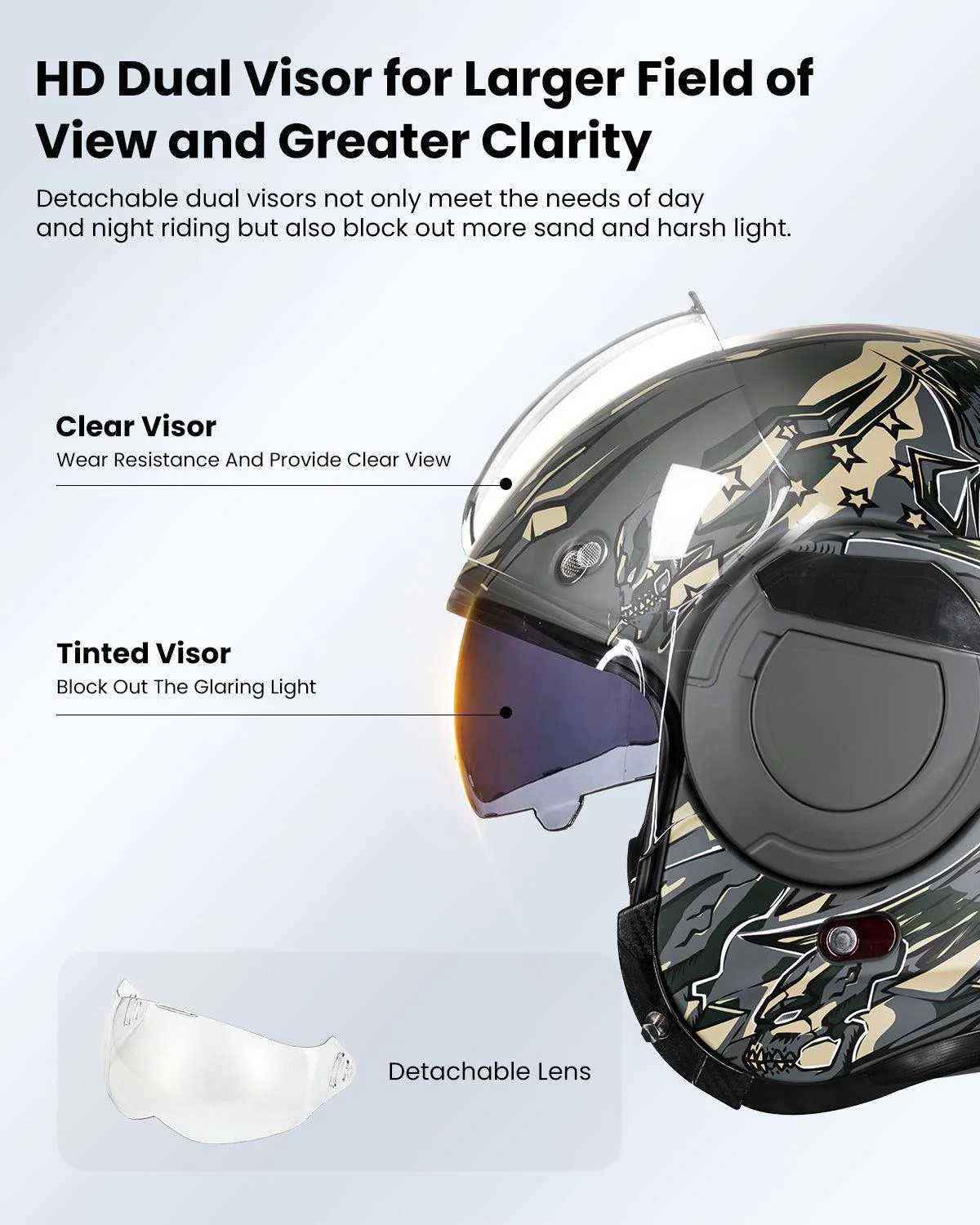 ILM Vintage Full Face Modular Motorcycle Helmet Model B707 - Image 5