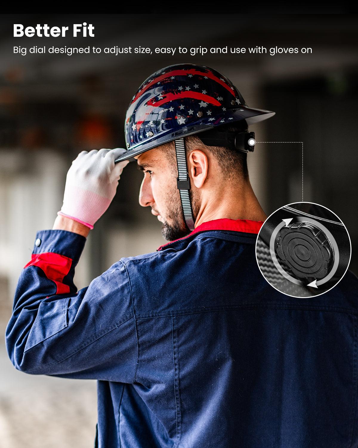 ILM Carbon Fiber Full Brim Hard Hat for Men with 4-8 Point Suspension OSHA and ANSI Construction Safety Hat Model MS401 - Image 7