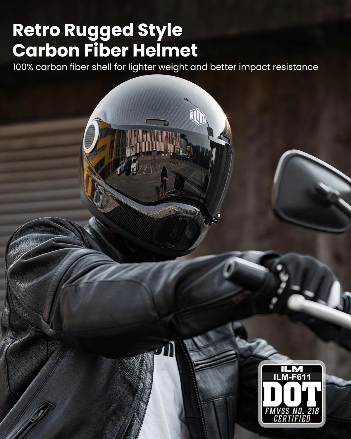 ILM Carbon Fiber Lightweight Motorcycle Helmets Full Face Retro Helmet Model F611 - Image 4