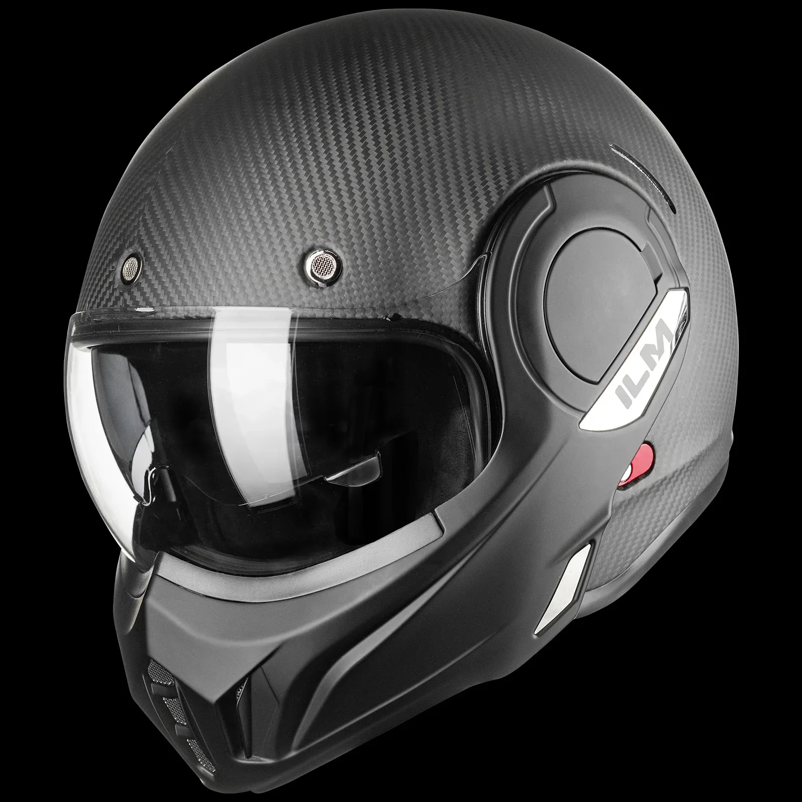 ILM Carbon Fiber Vintage Full Face Modular Motorcycle Helmet Model B707C - Image 10