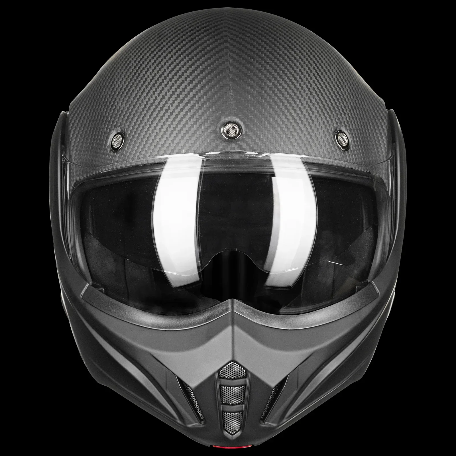 ILM Carbon Fiber Vintage Full Face Modular Motorcycle Helmet Model B707C - Image 11