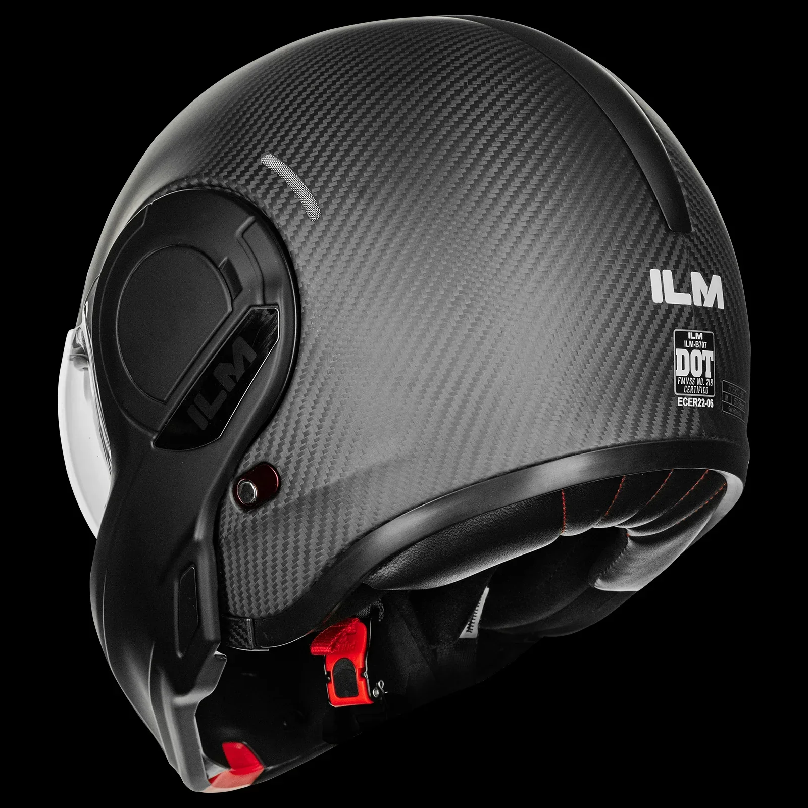 ILM Carbon Fiber Vintage Full Face Modular Motorcycle Helmet Model B707C - Image 12