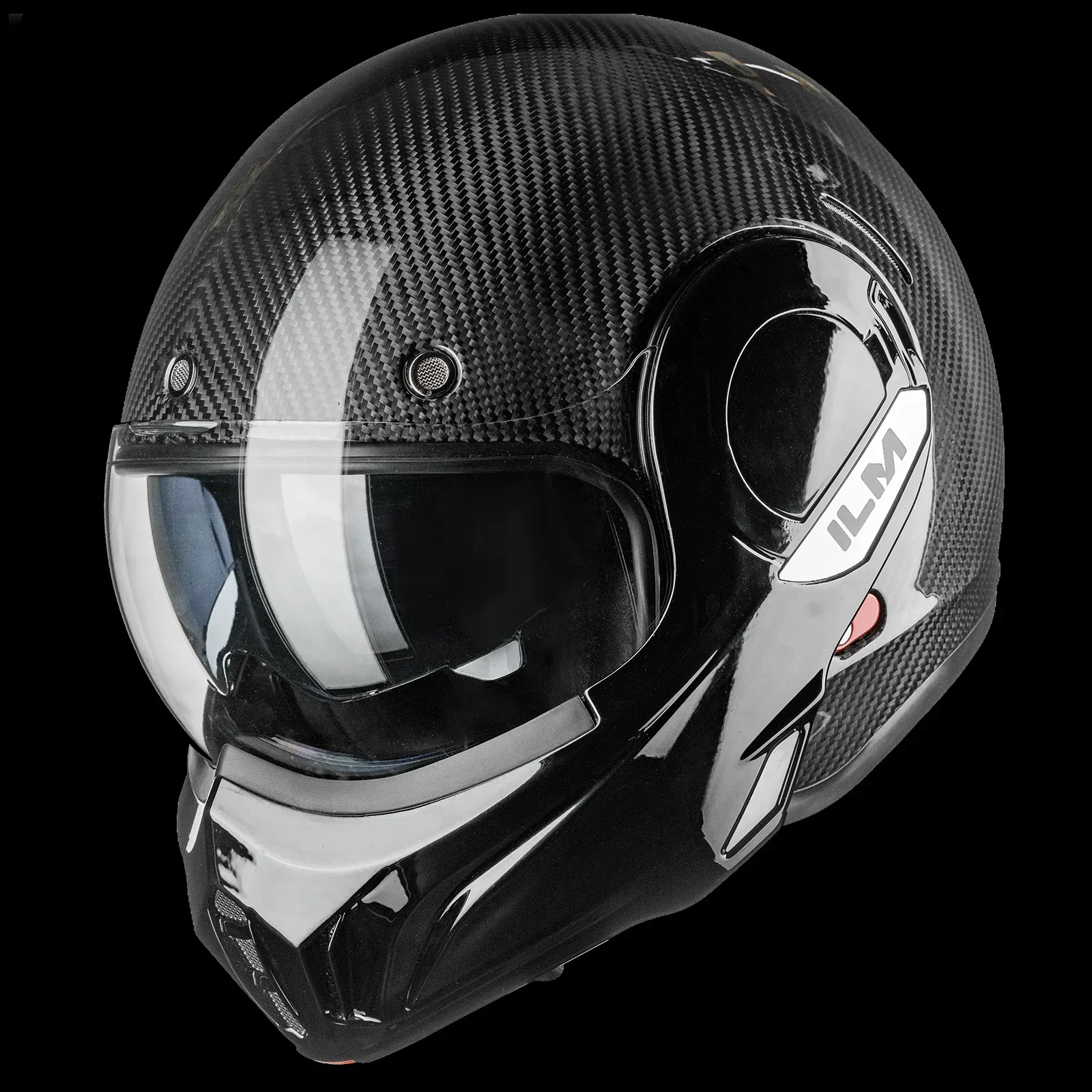 ILM Carbon Fiber Vintage Full Face Modular Motorcycle Helmet Model B707C - Image 6