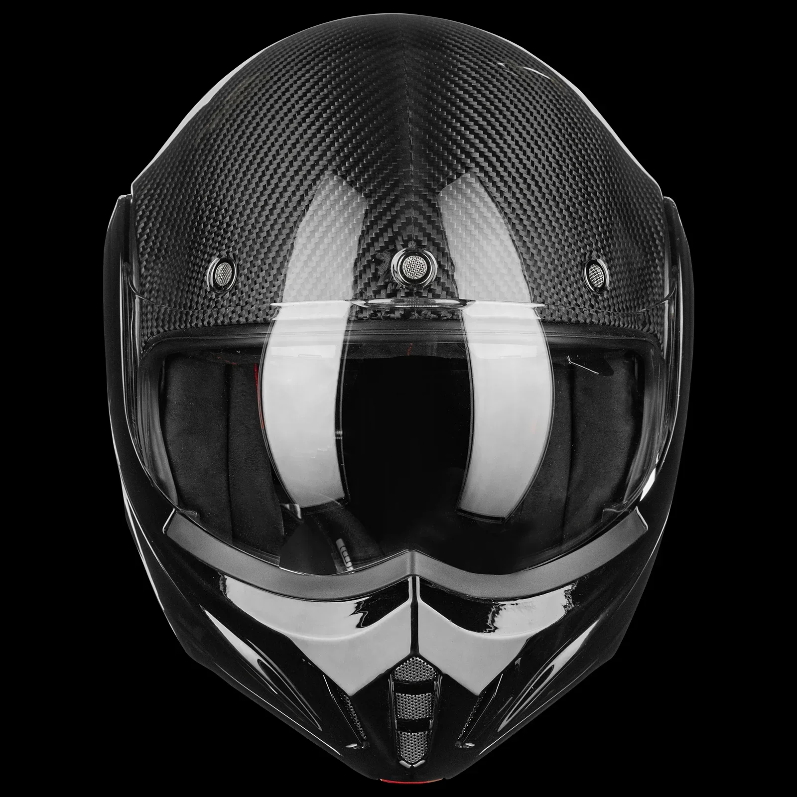 ILM Carbon Fiber Vintage Full Face Modular Motorcycle Helmet Model B707C - Image 7