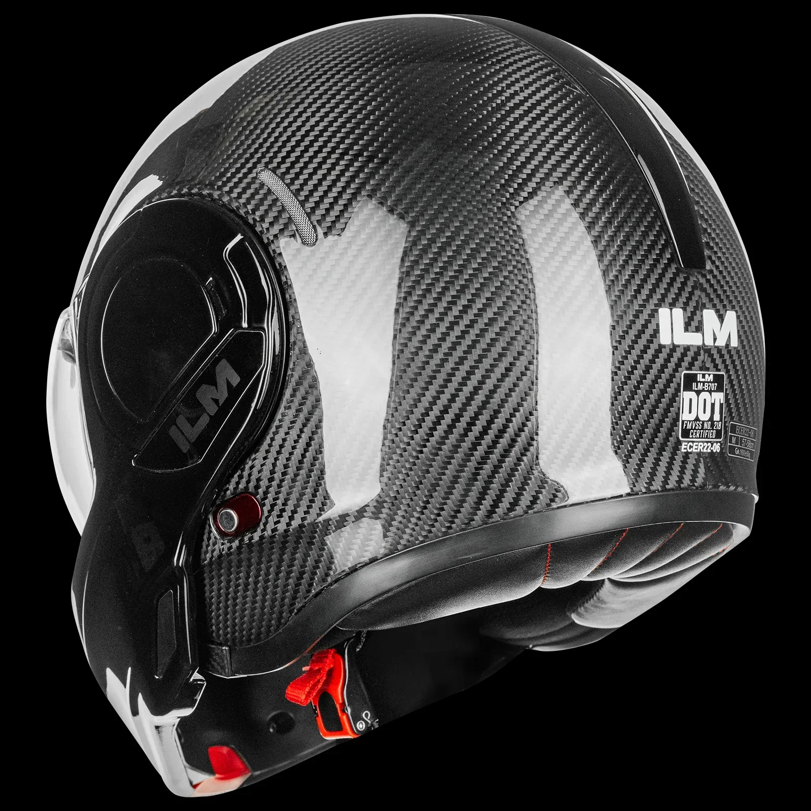 ILM Carbon Fiber Vintage Full Face Modular Motorcycle Helmet Model B707C - Image 8