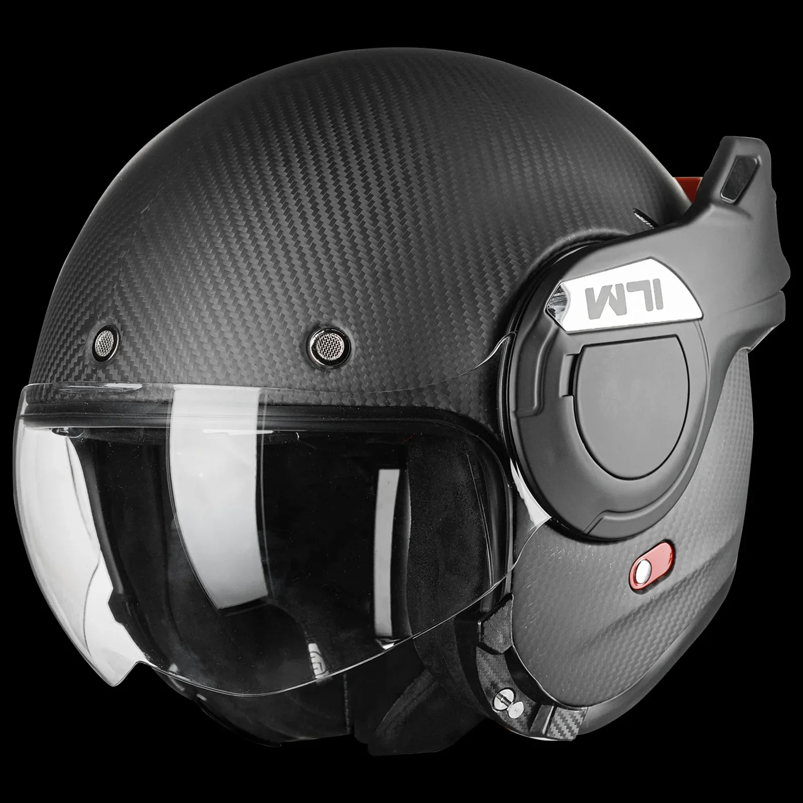ILM Carbon Fiber Vintage Full Face Modular Motorcycle Helmet Model B707C - Image 9