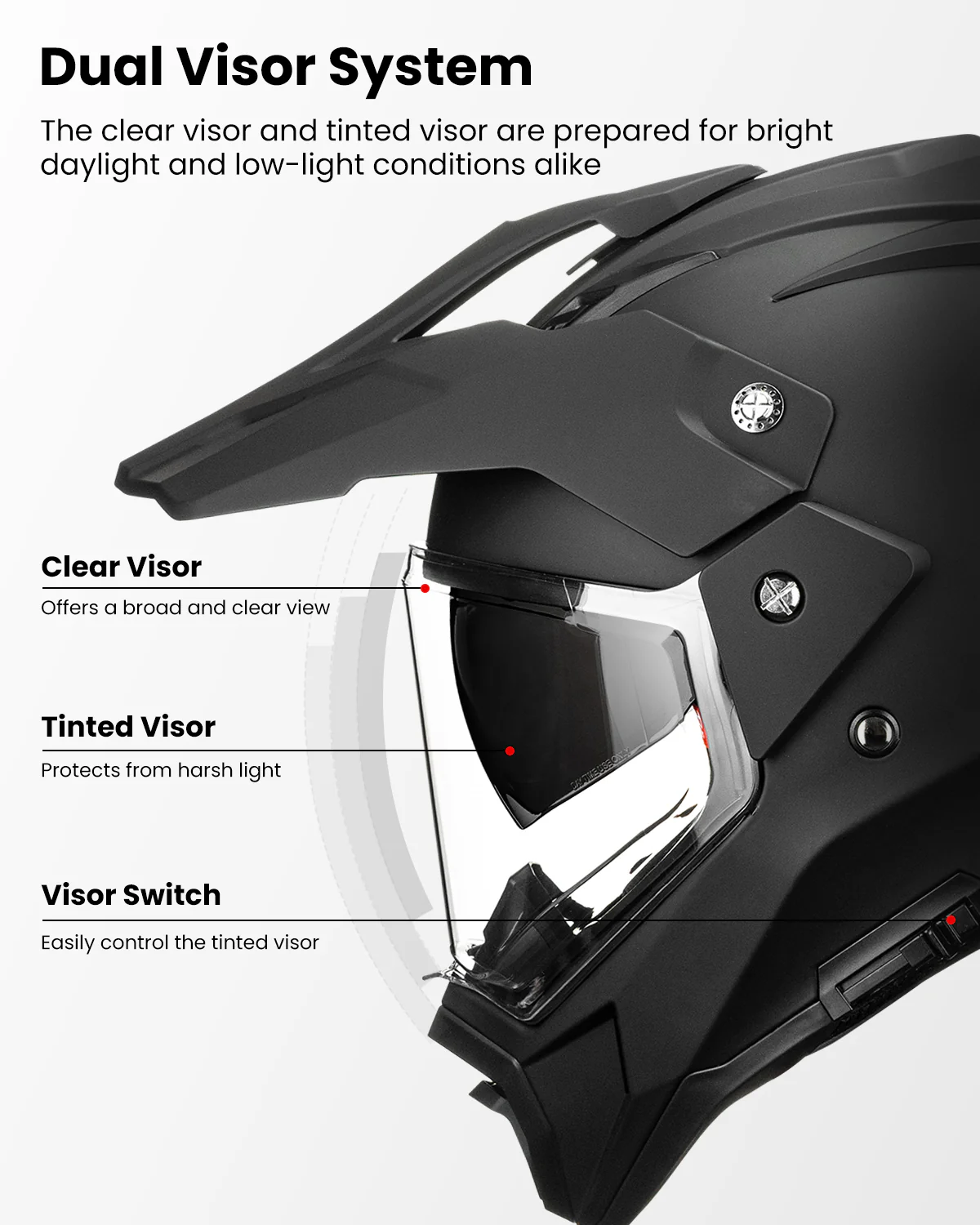 ILM Dual Sport ATV Off Road Full Face Motorcycle Helmets model MD866 - Image 5