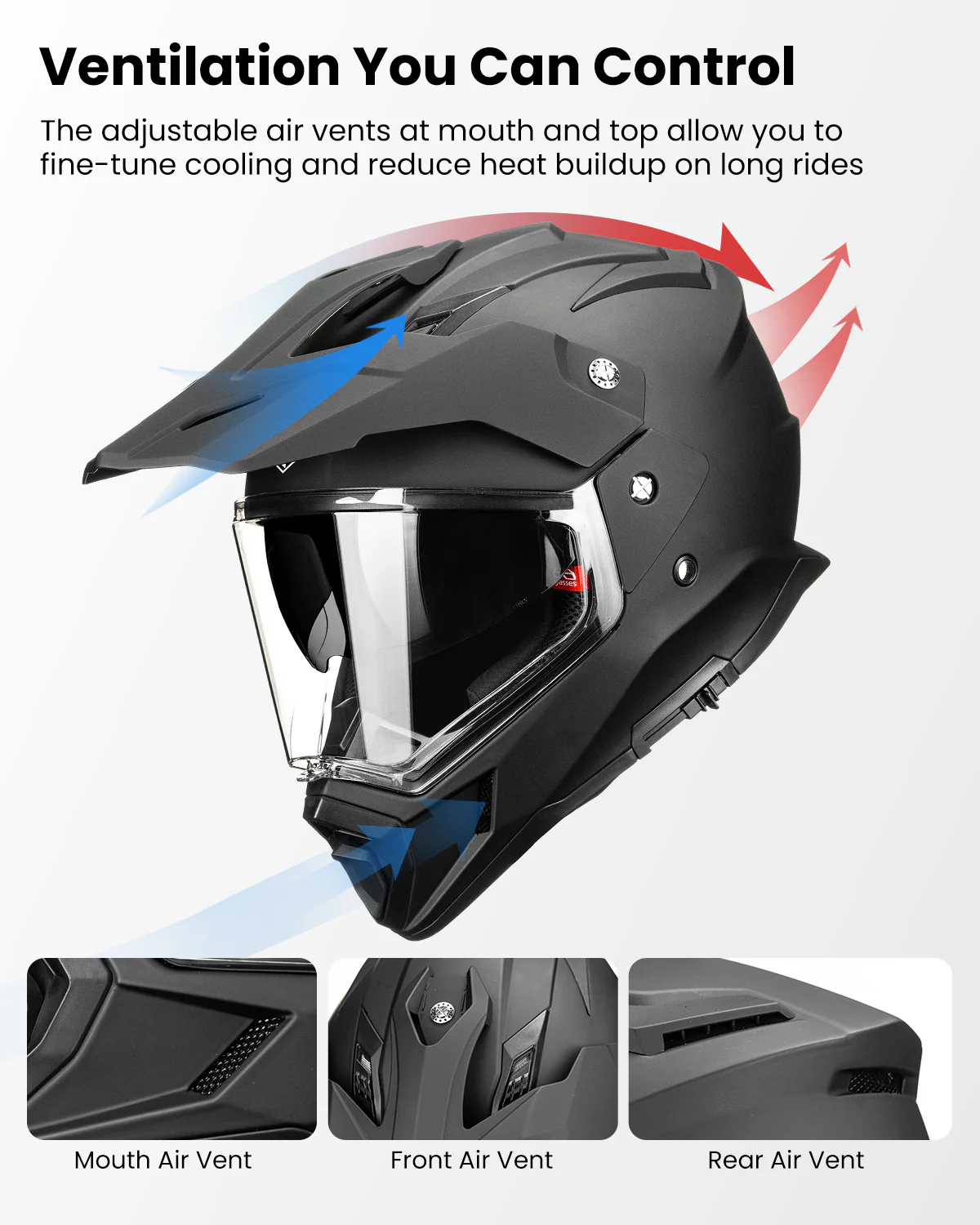 ILM Dual Sport ATV Off Road Full Face Motorcycle Helmets model MD866 - Image 6
