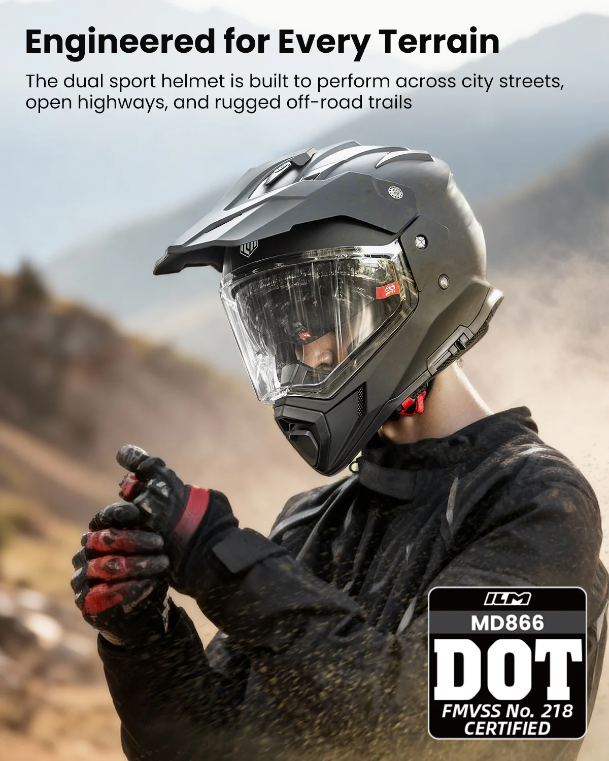 ILM Dual Sport ATV Off Road Full Face Motorcycle Helmets model MD866 - Image 8