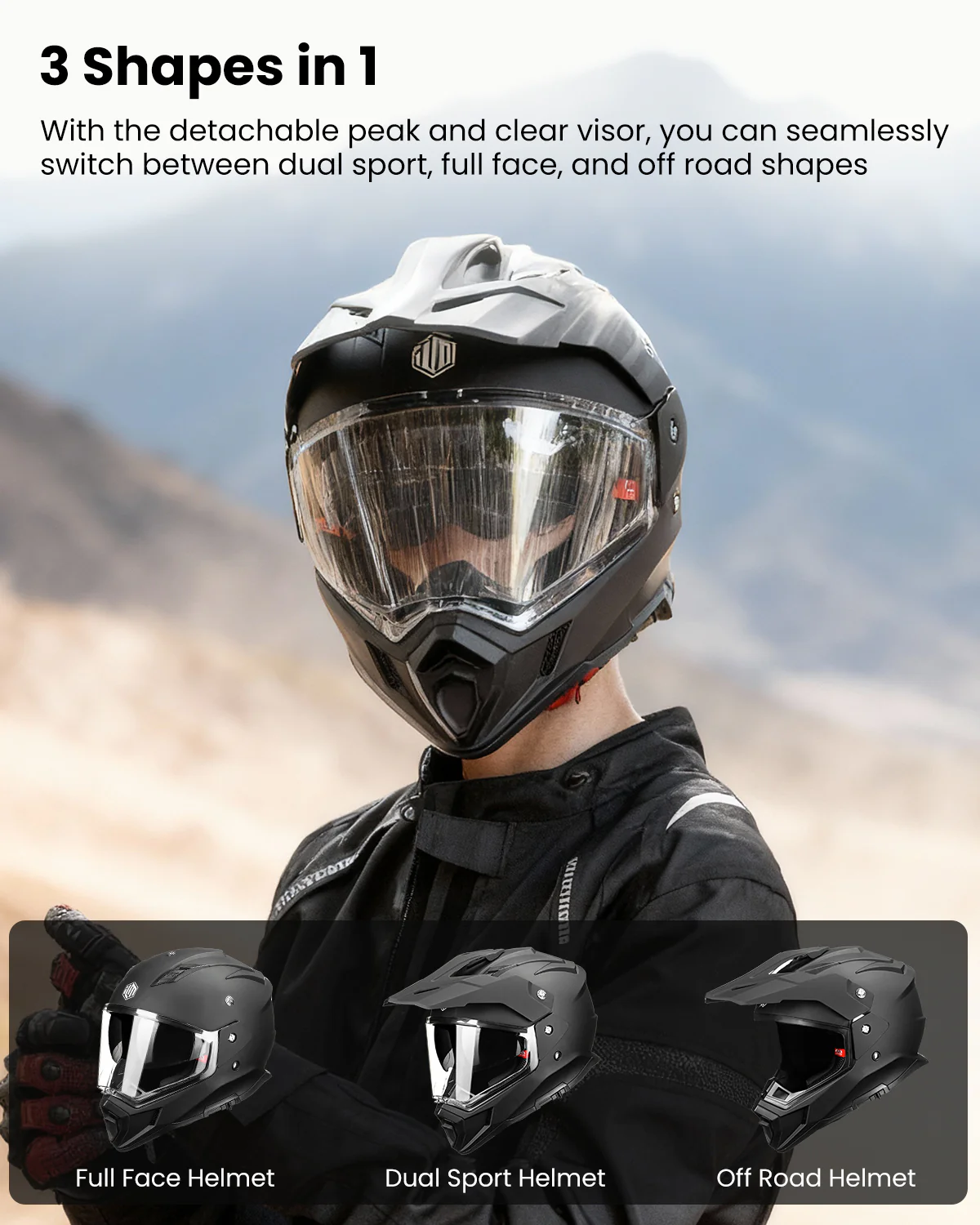 ILM Dual Sport ATV Off Road Full Face Motorcycle Helmets model MD866 - Image 9