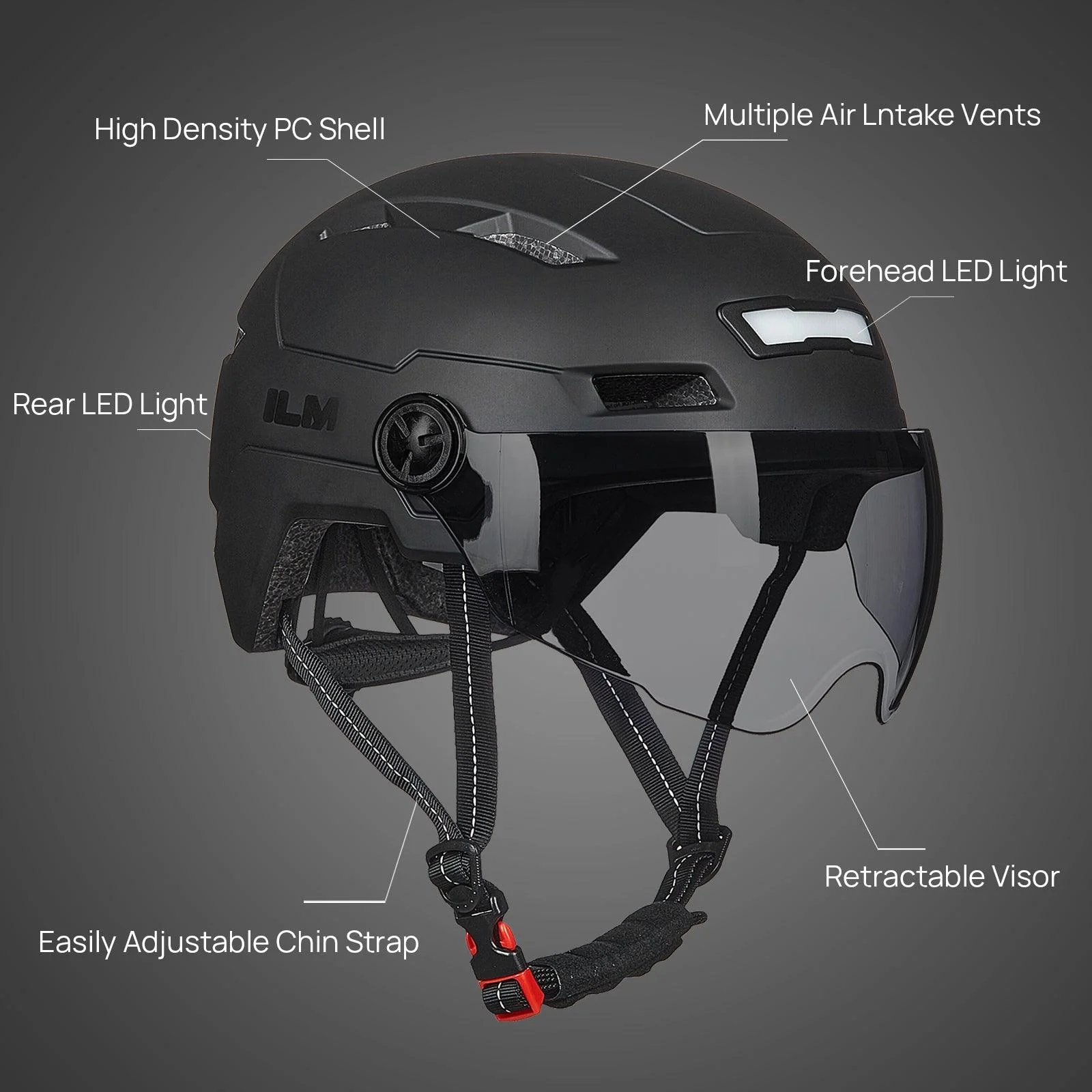 ILM Bike Helmet with USB Rechargeable LED Front and Back Light Model E3-10L - Image 13