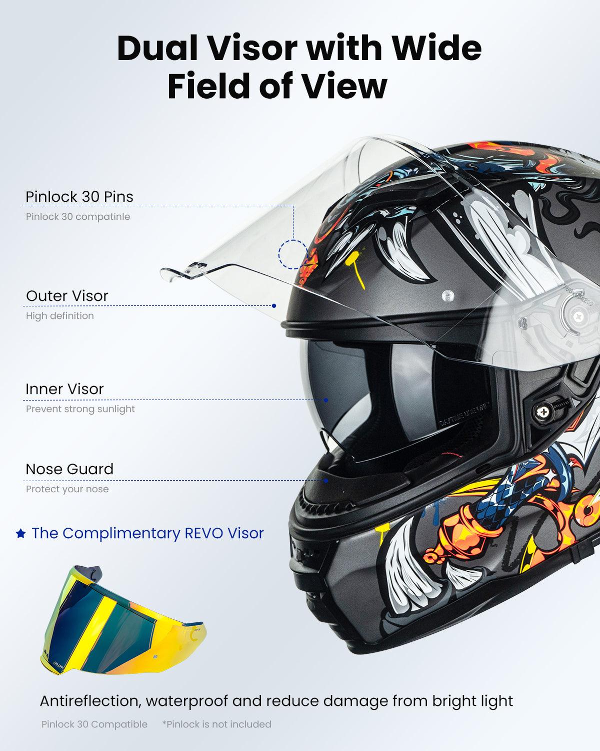 ILM Full Face Motorcycle Helmet Lightweight Fiberglass DOT ECE Model MF522P - Image 7
