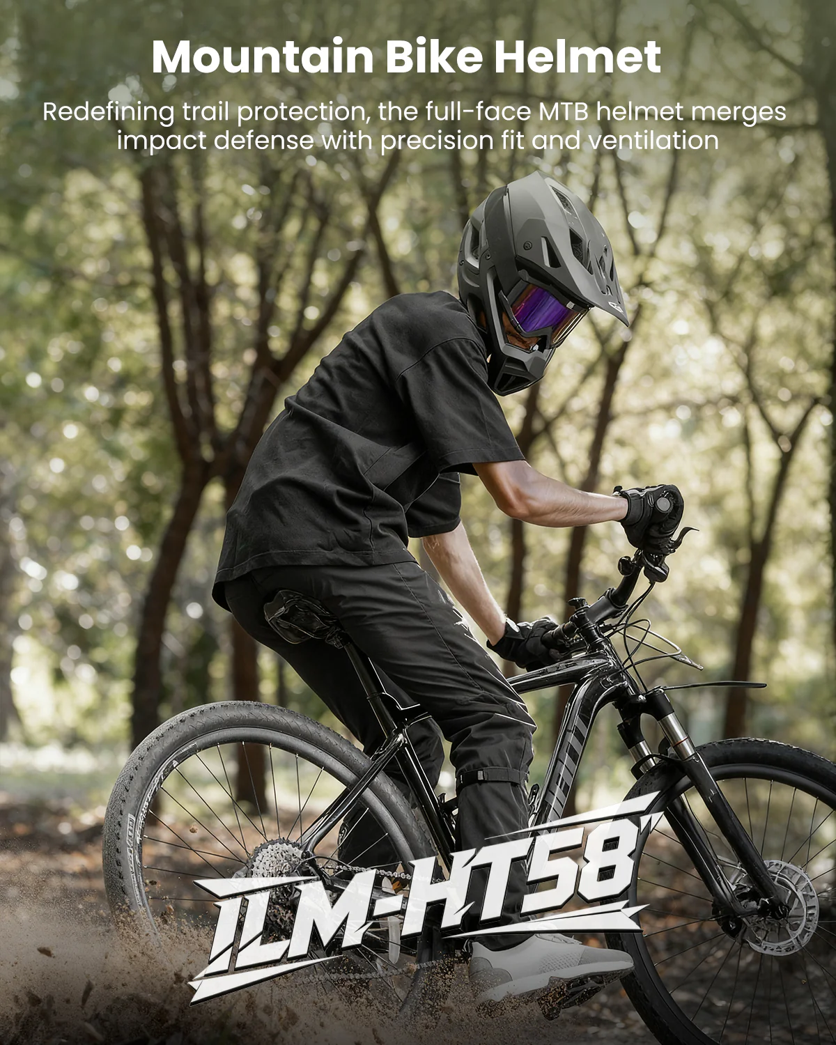 ILM Full Face Mountain Bike Helmet ASTM CPSC Adult with Adjustable Visor for MTB BMX Model HT58 - Image 4
