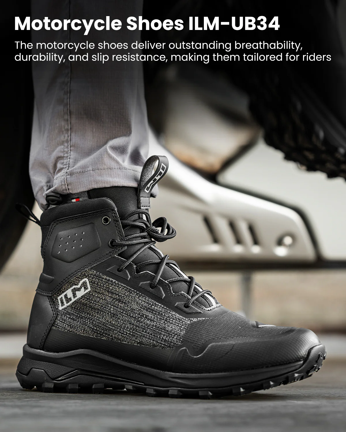 ILM Men's Black Motorbike Riding Shoes Lightweight Breathable Ankle Support Model UB34 - Image 4