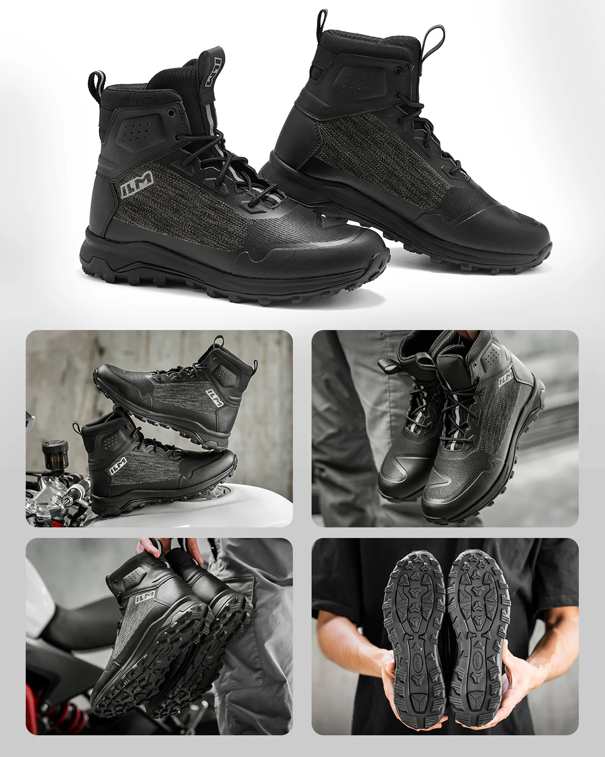 ILM Men's Black Motorbike Riding Shoes Lightweight Breathable Ankle Support Model UB34 - Image 6
