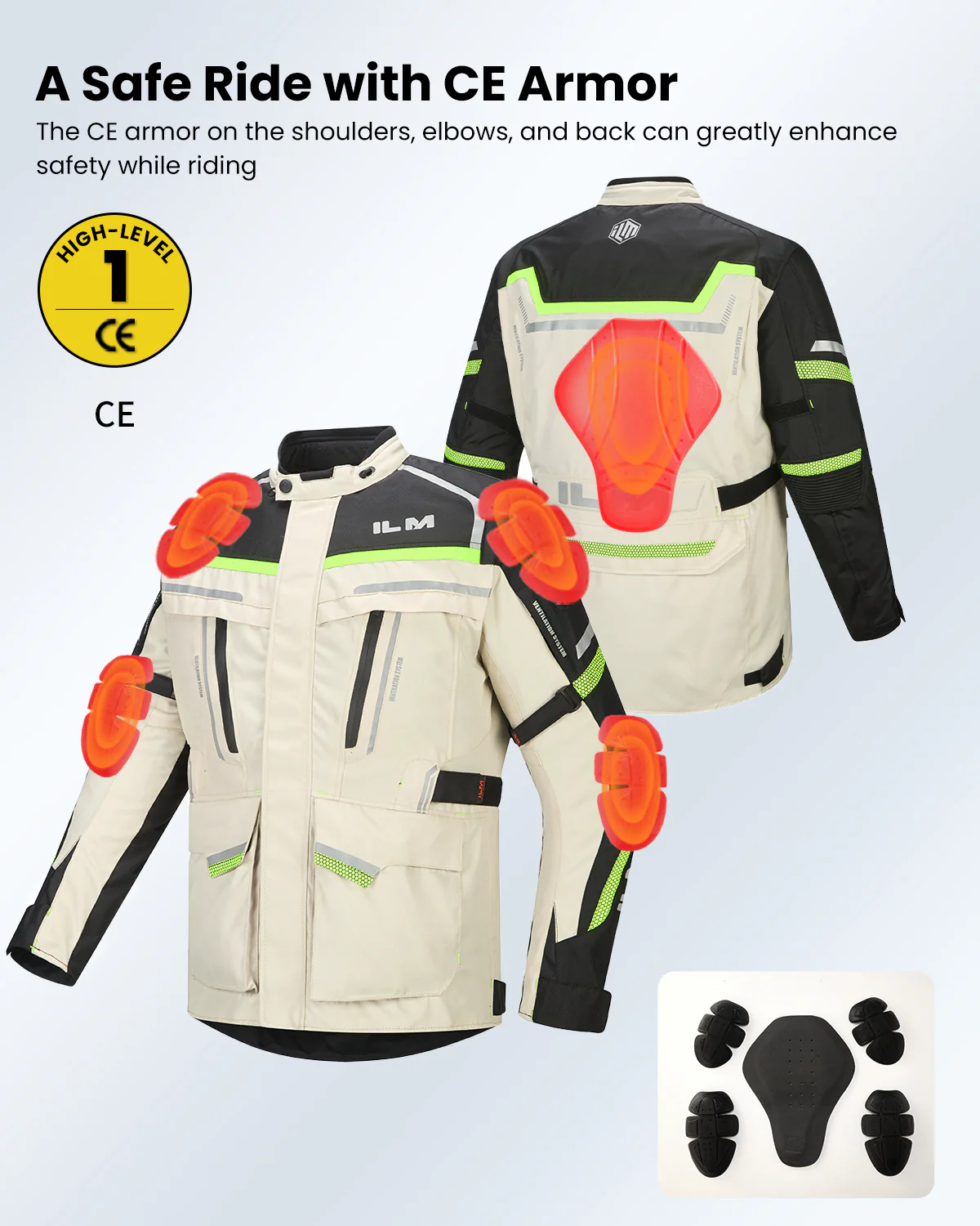 ILM Men's Street Motorcycle Jacket with CE Armor and Detachable Thermal Liner Waterproof Adventure Touring Jackets Model JRL3 - Image 10
