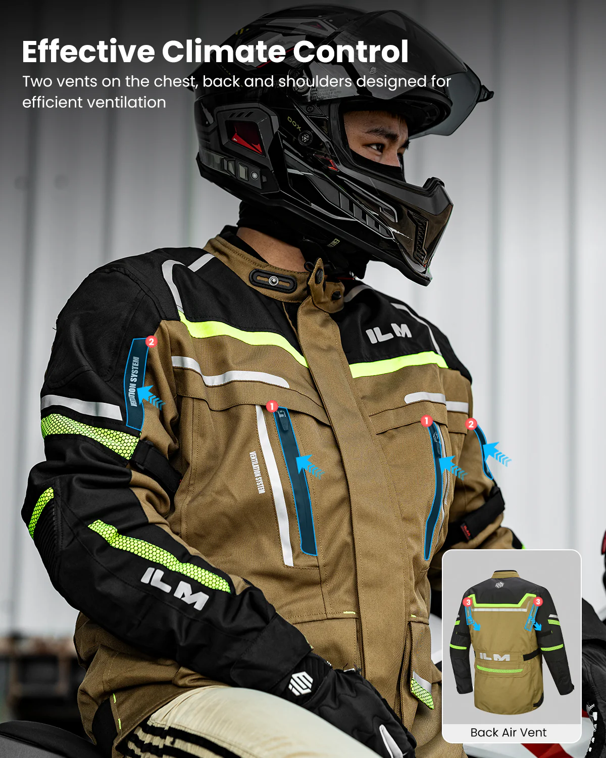 ILM Men's Street Motorcycle Jacket with CE Armor and Detachable Thermal Liner Waterproof Adventure Touring Jackets Model JRL3 - Image 8