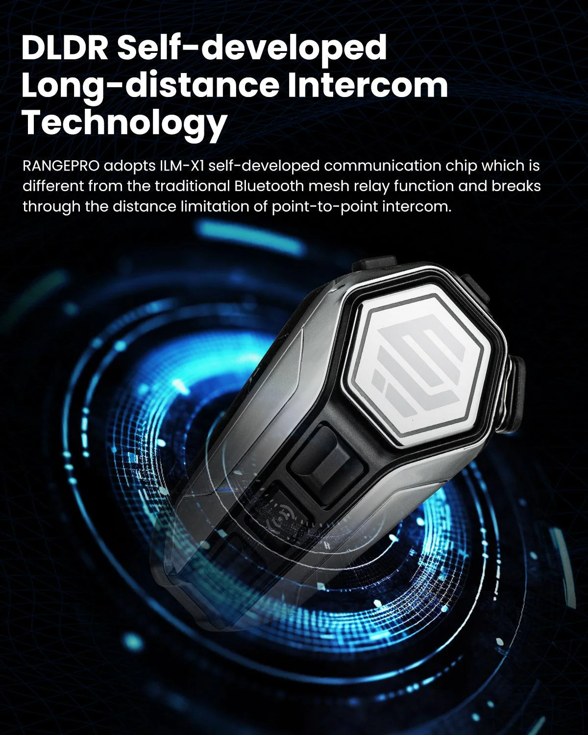 ILM Motorcycle Bluetooth Headset Helmet Communication System 2100M Intercom IP67 Waterproof Noise Cancellation Model RANGEPRO - Image 3