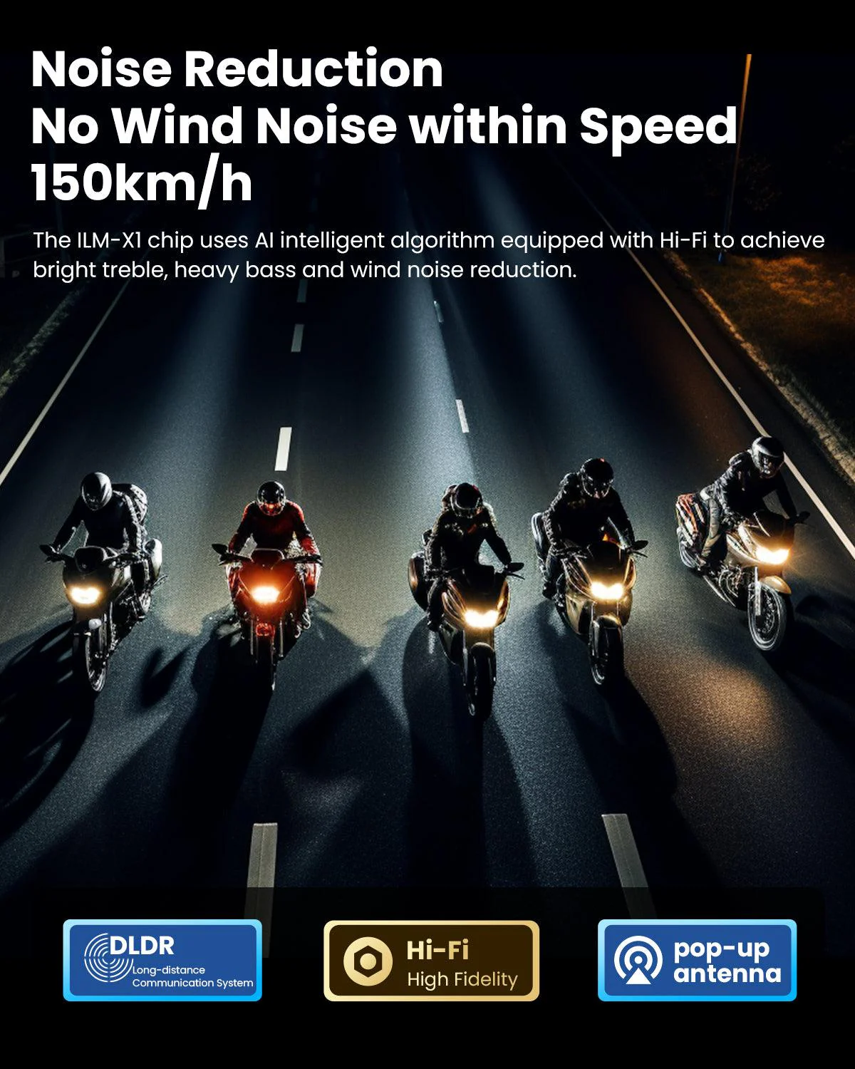 ILM Motorcycle Bluetooth Headset Helmet Communication System 2100M Intercom IP67 Waterproof Noise Cancellation Model RANGEPRO - Image 5