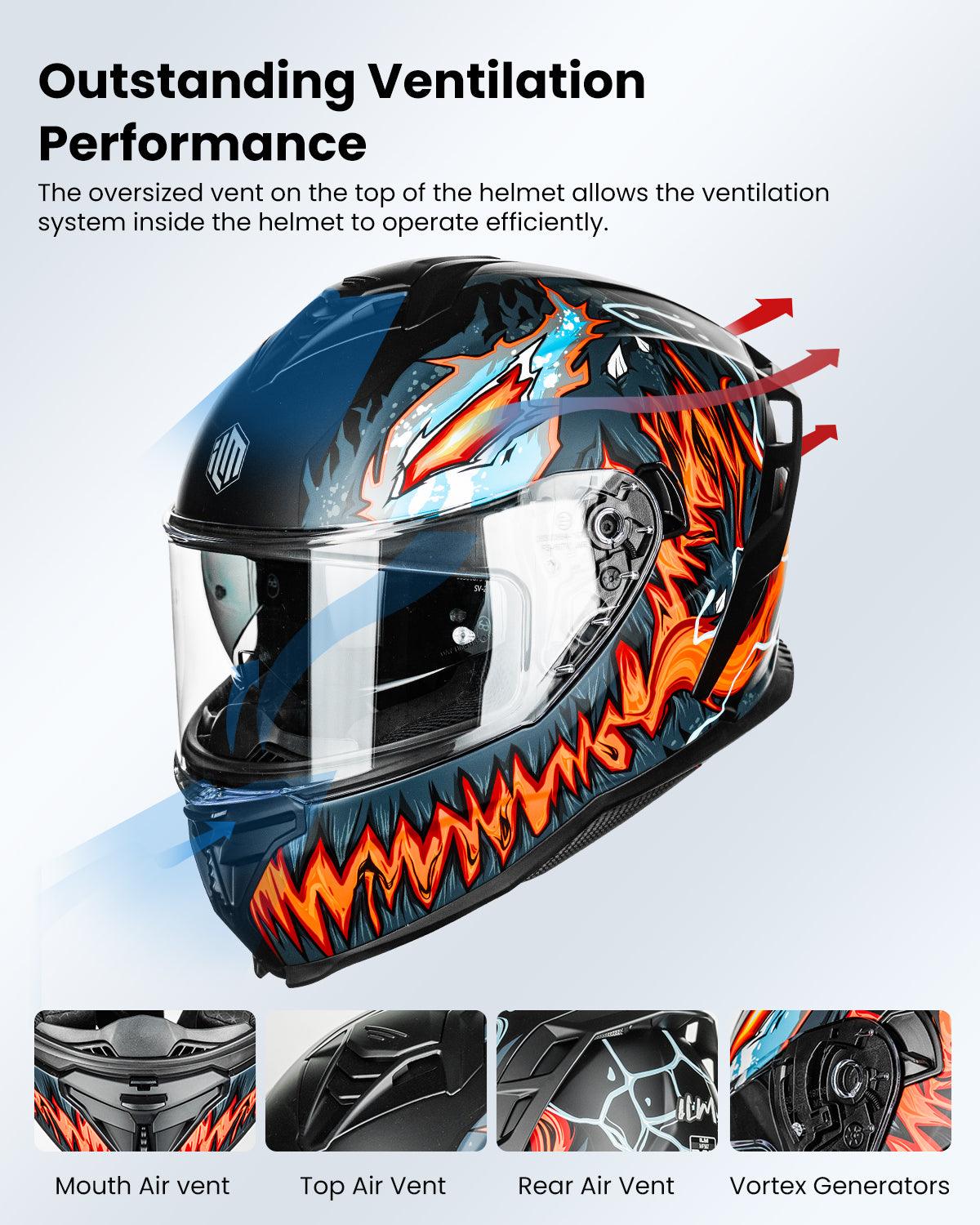 ILM Motorcycle Full Face  Street Racing Helmet Model MF567 - Image 10