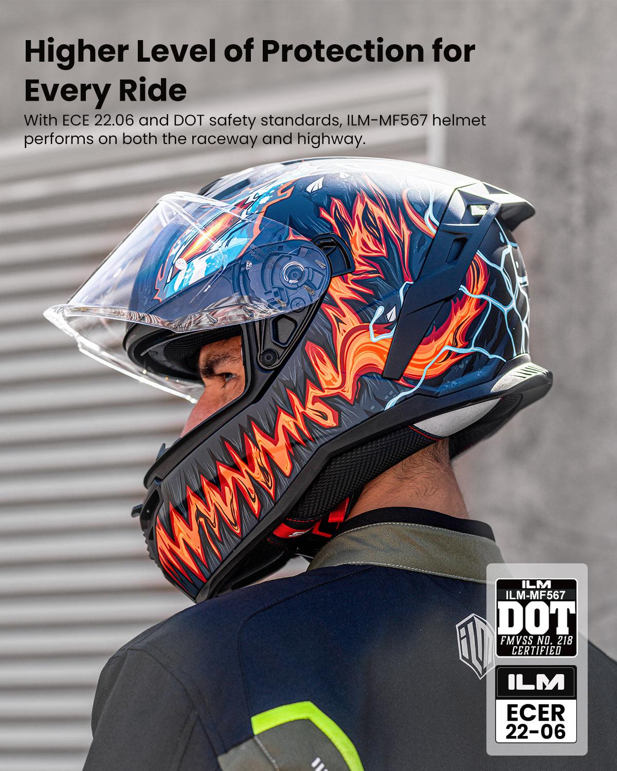 ILM Motorcycle Full Face  Street Racing Helmet Model MF567 - Image 9