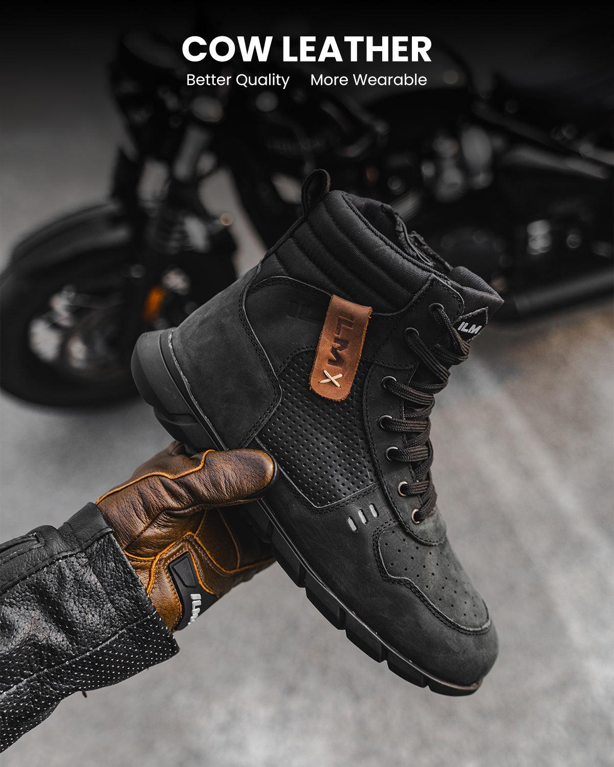 ILM Motorcycle Leather Shoes for Men Waterproof Anti-Slip with Ankle Support Model UB305 - Image 3