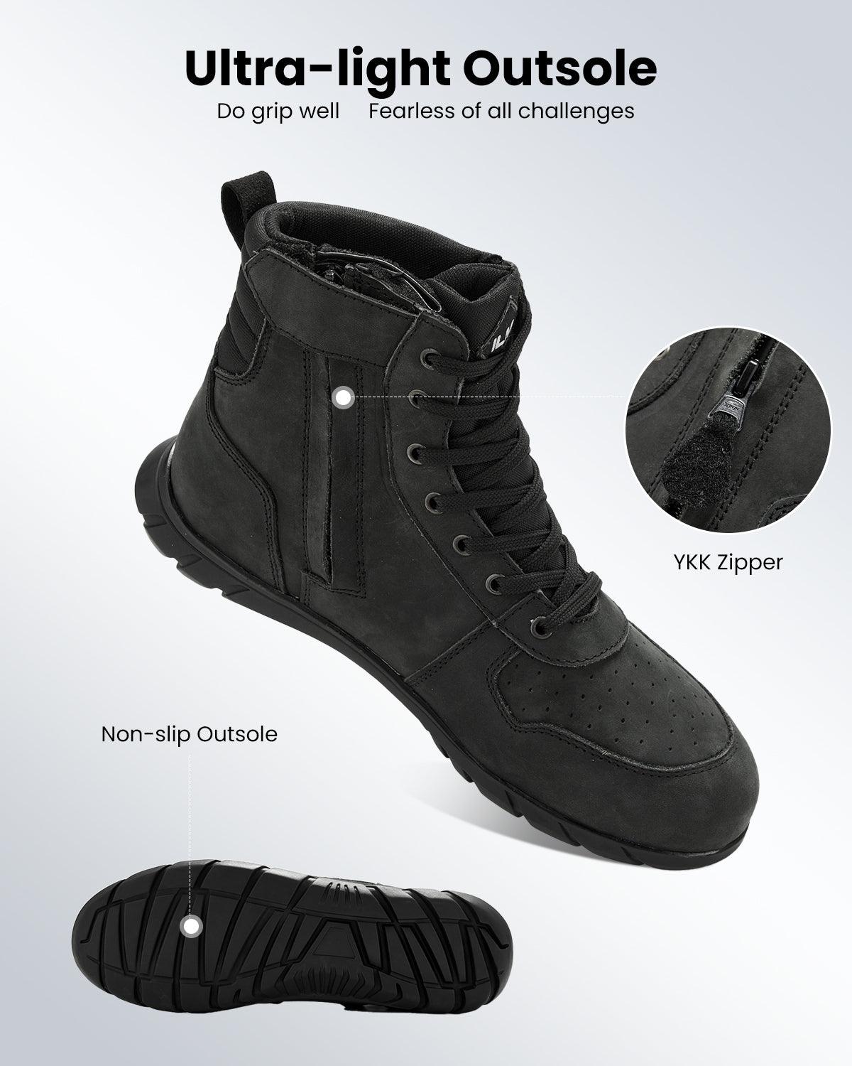 ILM Motorcycle Leather Shoes for Men Waterproof Anti-Slip with Ankle Support Model UB305 - Image 4