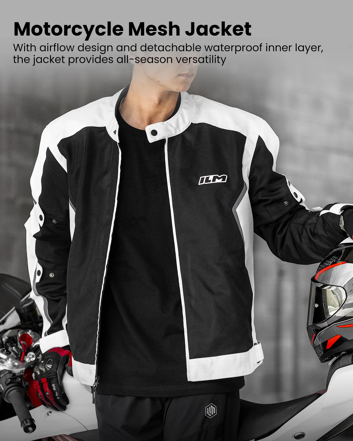 ILM Motorcycle Mesh Jacket with CE Armor and Detachable Waterproof Liner Protective Motorbike Riding Model JM3 - Image 4