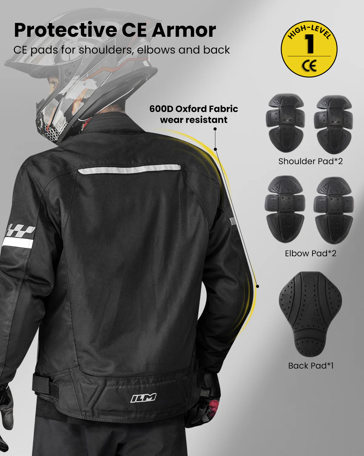 ILM Motorcycle Mesh Jacket with CE Armor and Detachable Waterproof Liner Protective Motorbike Riding Model JM3 - Image 6