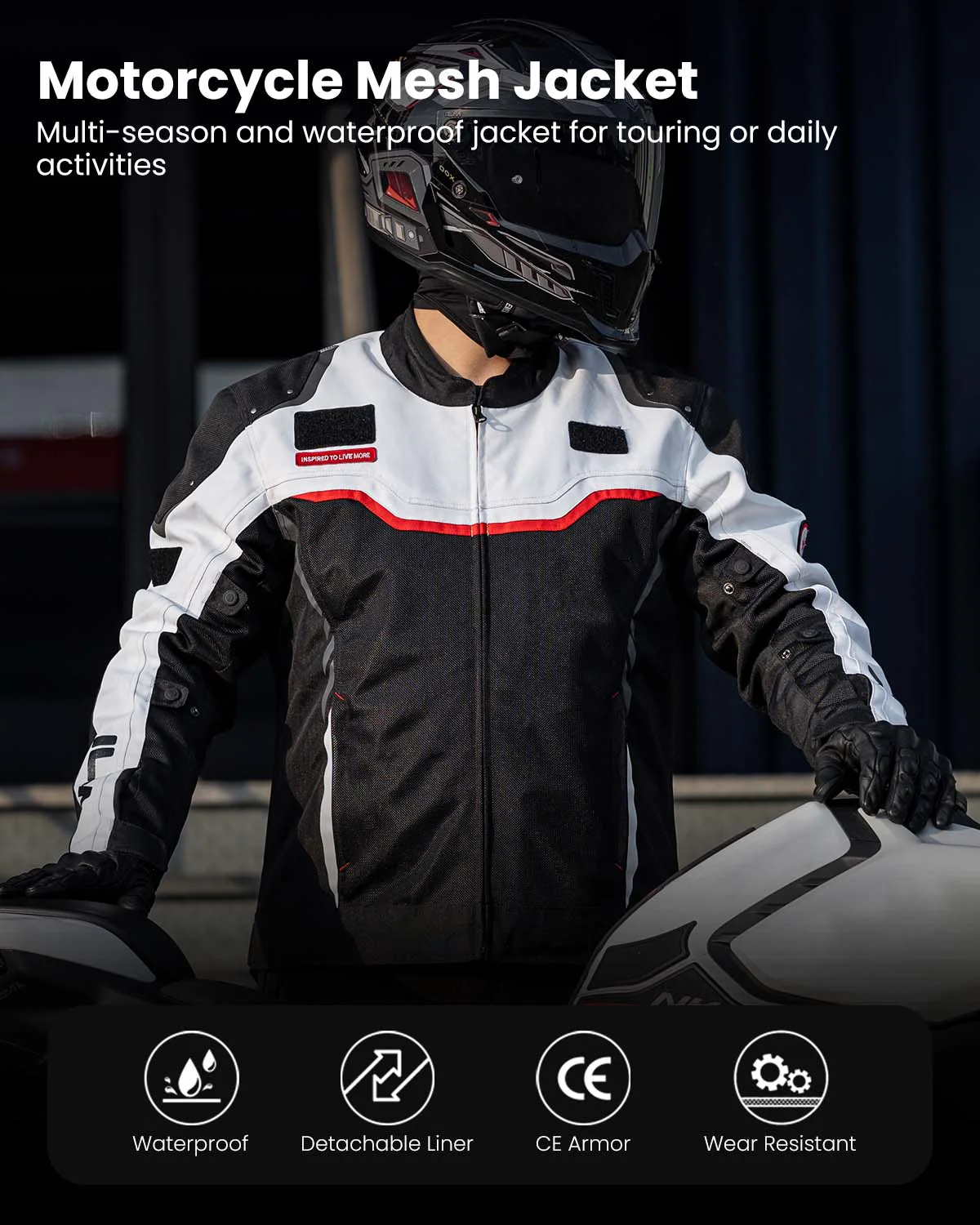 ILM Motorcycle Mesh Jacket with CE Armor and Detachable Waterproof Liner Model JRC2 - Image 8