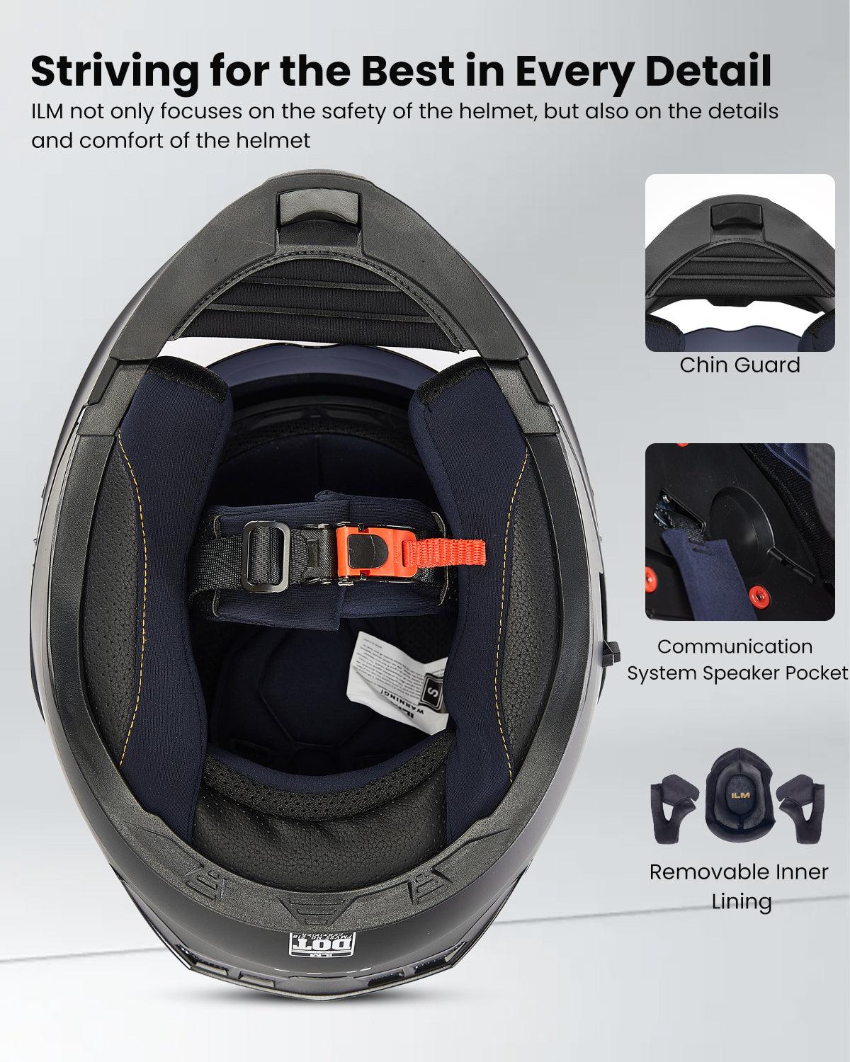 ILM Motorcycle Modular Full Face Helmet LED Tail Light Model 906L - Image 9