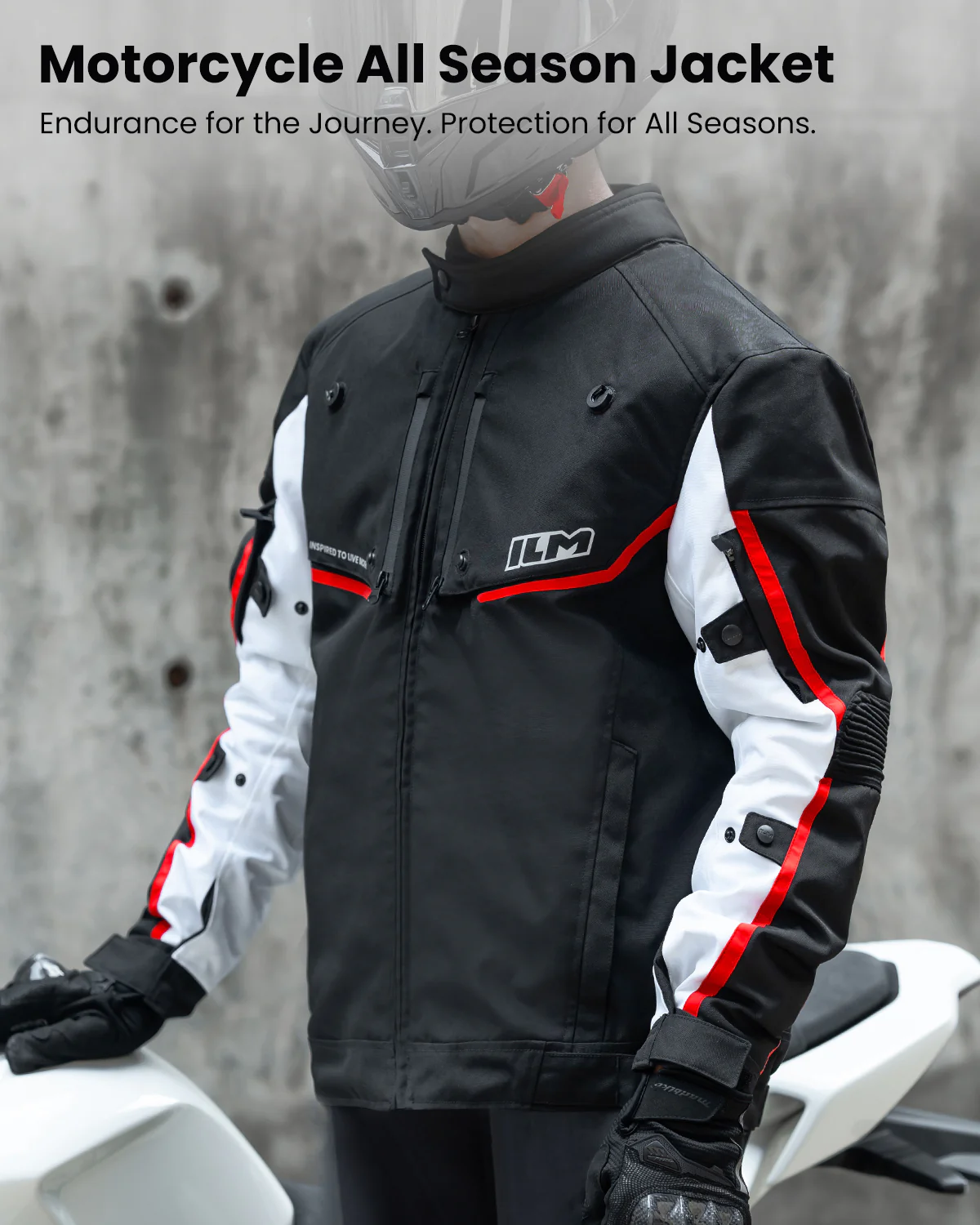 ILM Motorcycle Riding Jacket with CE Armor and Detachable Waterproof Thermal Liner Dual Sport Model JF2 - Image 6