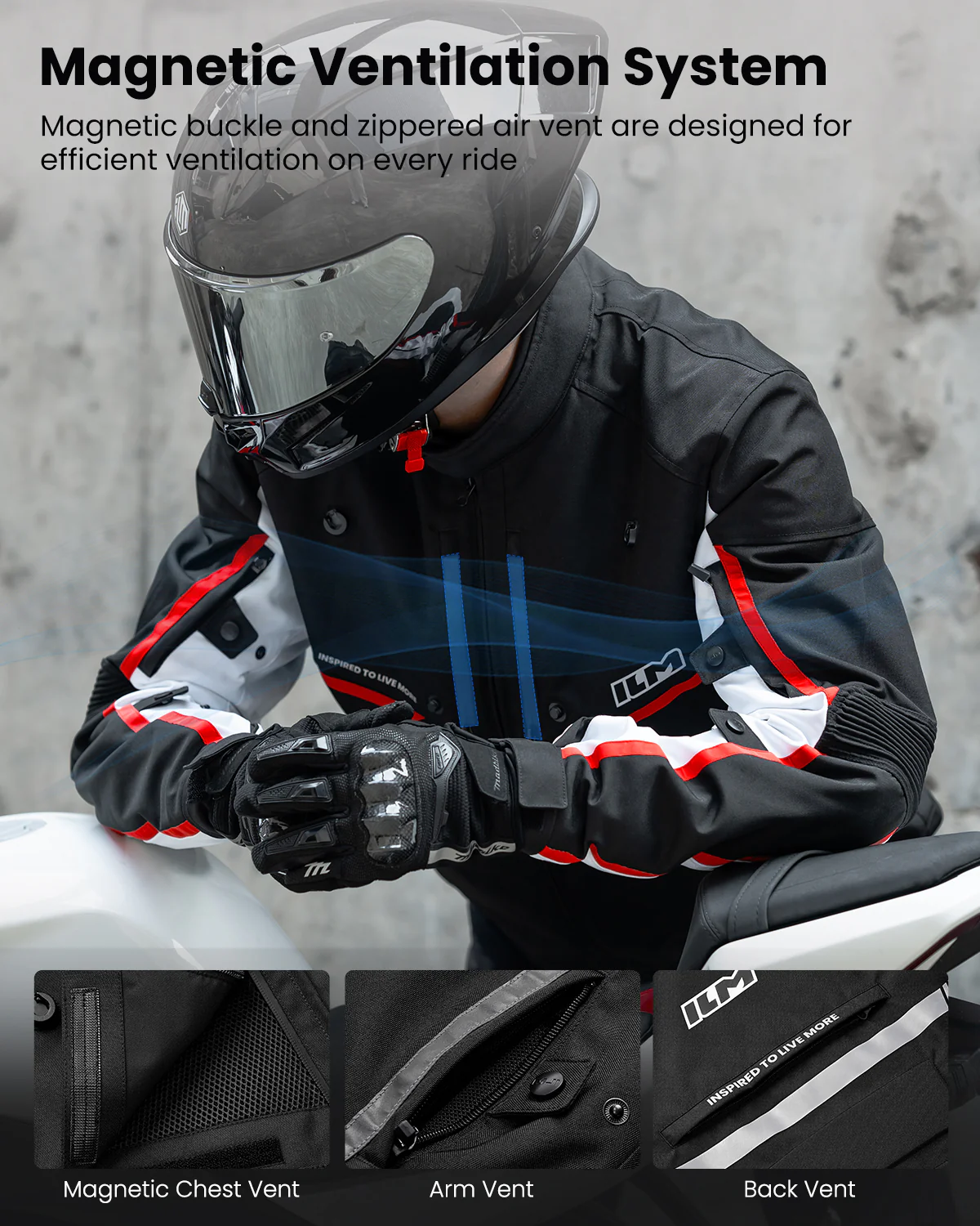 ILM Motorcycle Riding Jacket with CE Armor and Detachable Waterproof Thermal Liner Dual Sport Model JF2 - Image 7