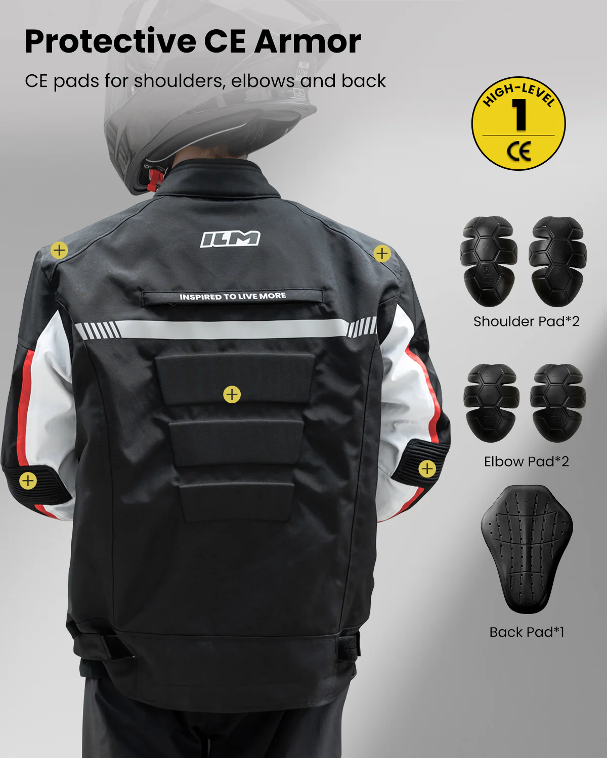 ILM Motorcycle Riding Jacket with CE Armor and Detachable Waterproof Thermal Liner Dual Sport Model JF2 - Image 8