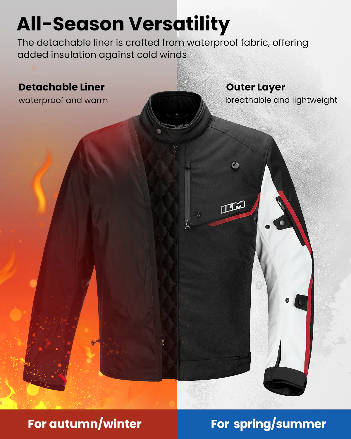 ILM Motorcycle Riding Jacket with CE Armor and Detachable Waterproof Thermal Liner Dual Sport Model JF2 - Image 9