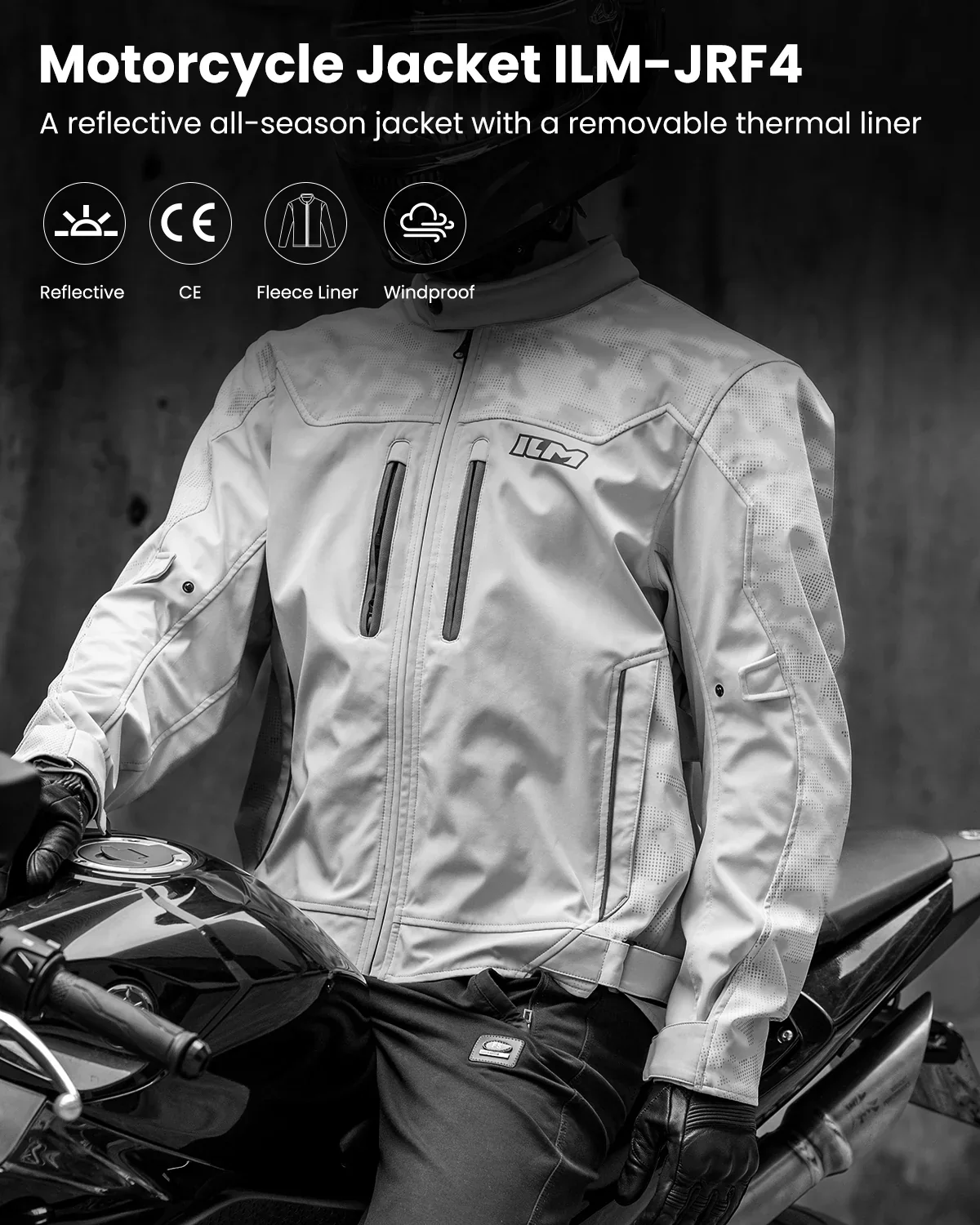 ILM Motorcycle Riding Jacket Reflective with CE Armor and Detachable Thermal Liner Dual Sport All Season for Men Model JRF4 - Image 5