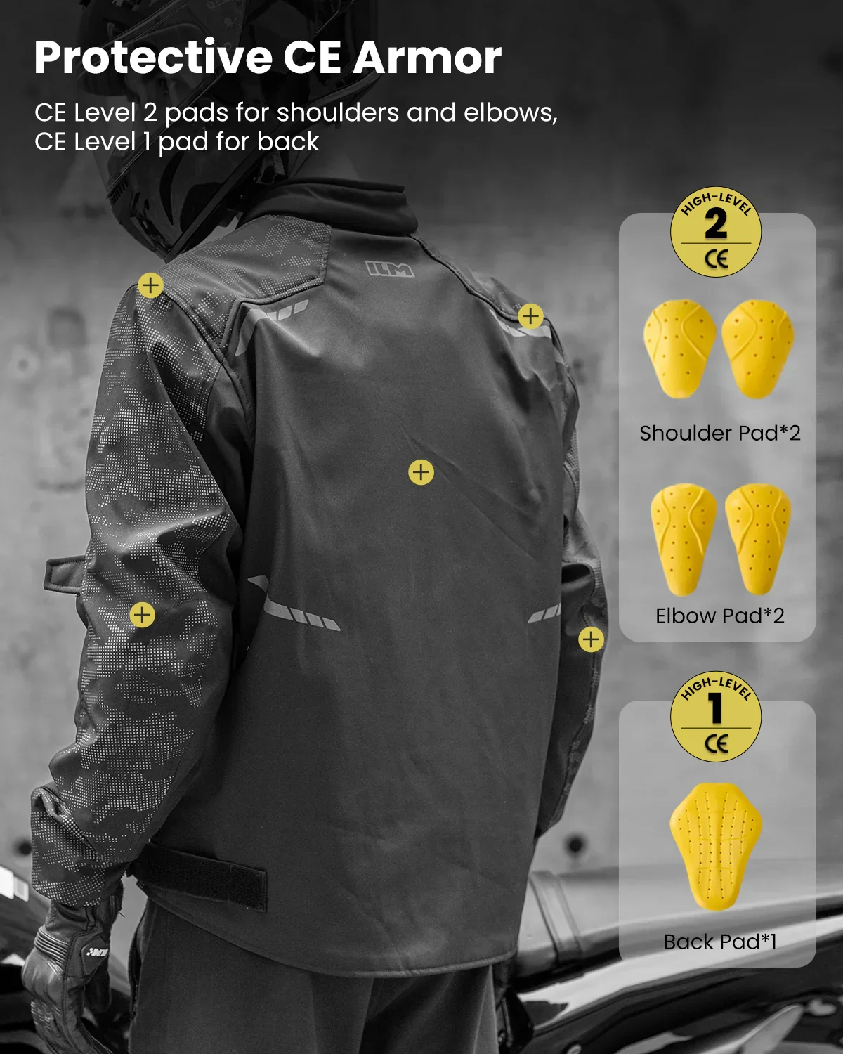 ILM Motorcycle Riding Jacket Reflective with CE Armor and Detachable Thermal Liner Dual Sport All Season for Men Model JRF4 - Image 7
