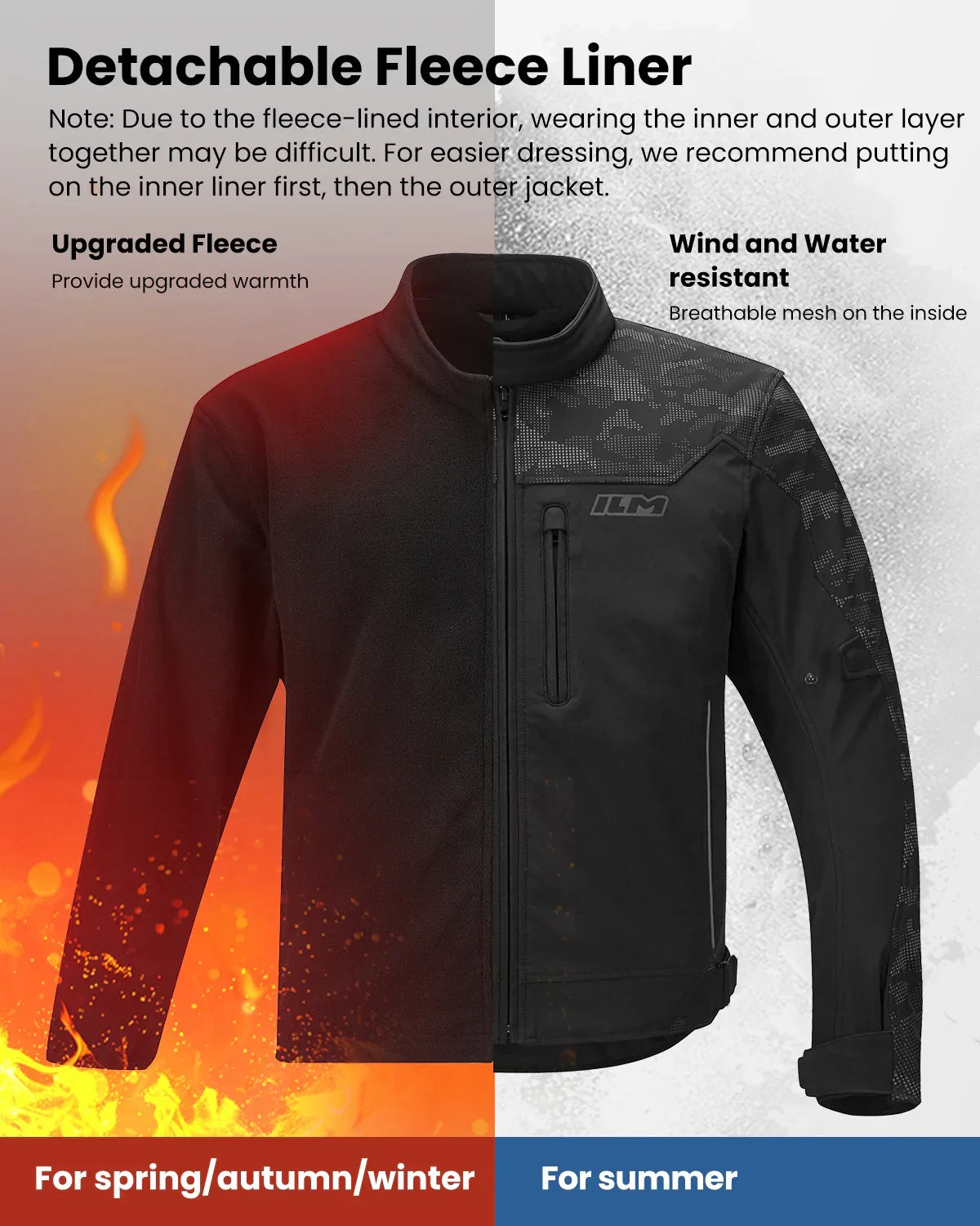 ILM Motorcycle Riding Jacket Reflective with CE Armor and Detachable Thermal Liner Dual Sport All Season for Men Model JRF4 - Image 9