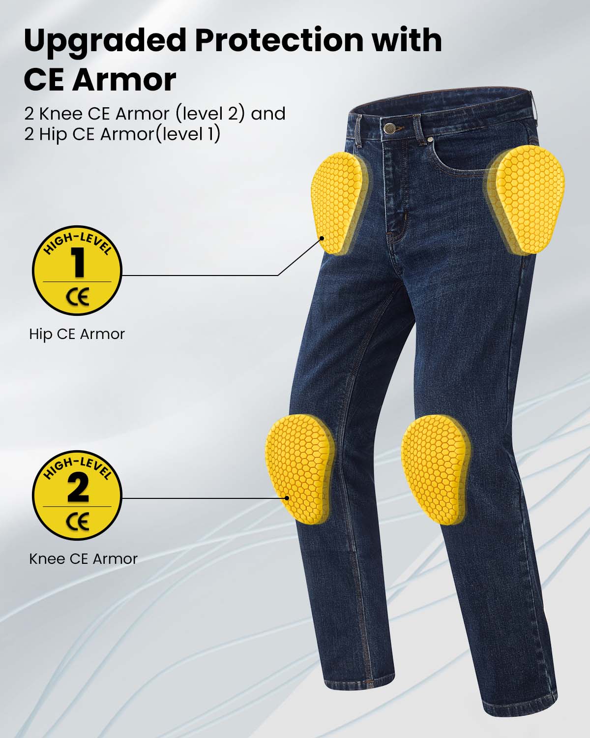 ILM Motorcycle Riding Pants for Men CE Armored Motorbike Jeans Adventure Touring Motocross All Season Model PJN1 - Image 4
