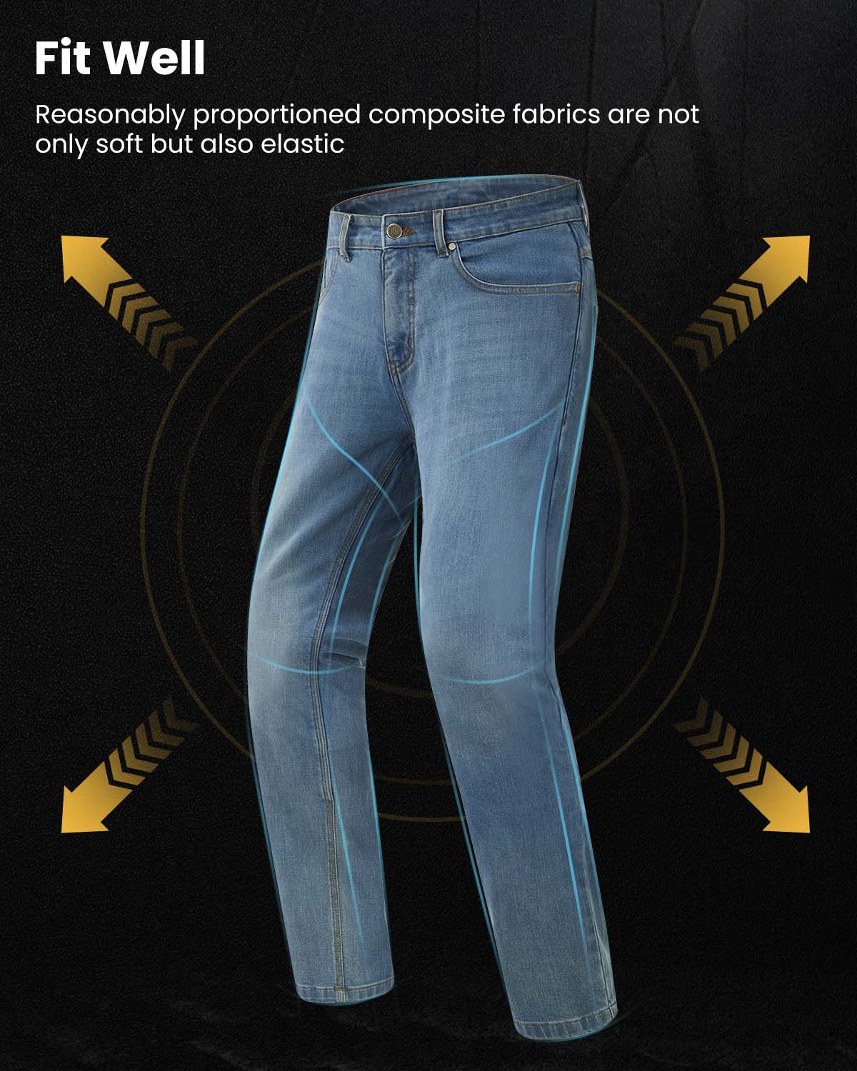 ILM Motorcycle Riding Pants for Men CE Armored Motorbike Jeans Adventure Touring Motocross All Season Model PJN1 - Image 7