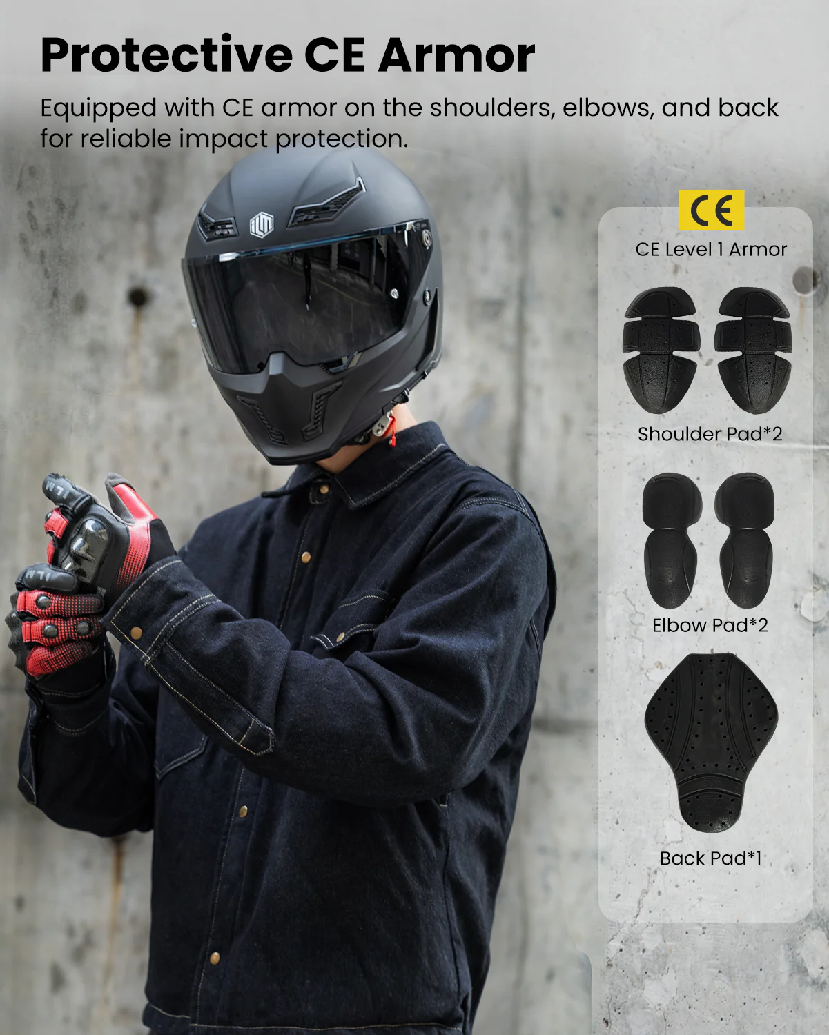 ILM Motorcycle Shirt Denim Jacket for Men with CE Armor Mesh Liner Lightweight Motorbike Model JFL1 - Image 6