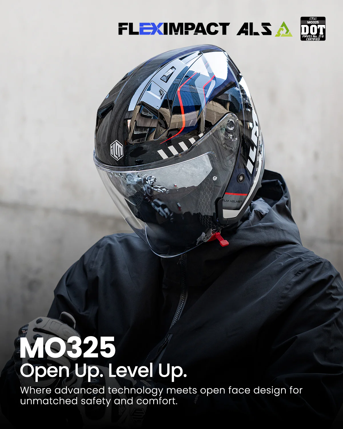 ILM Open Face Motorcycle 3/4 Helmet Model MO325 - Image 11